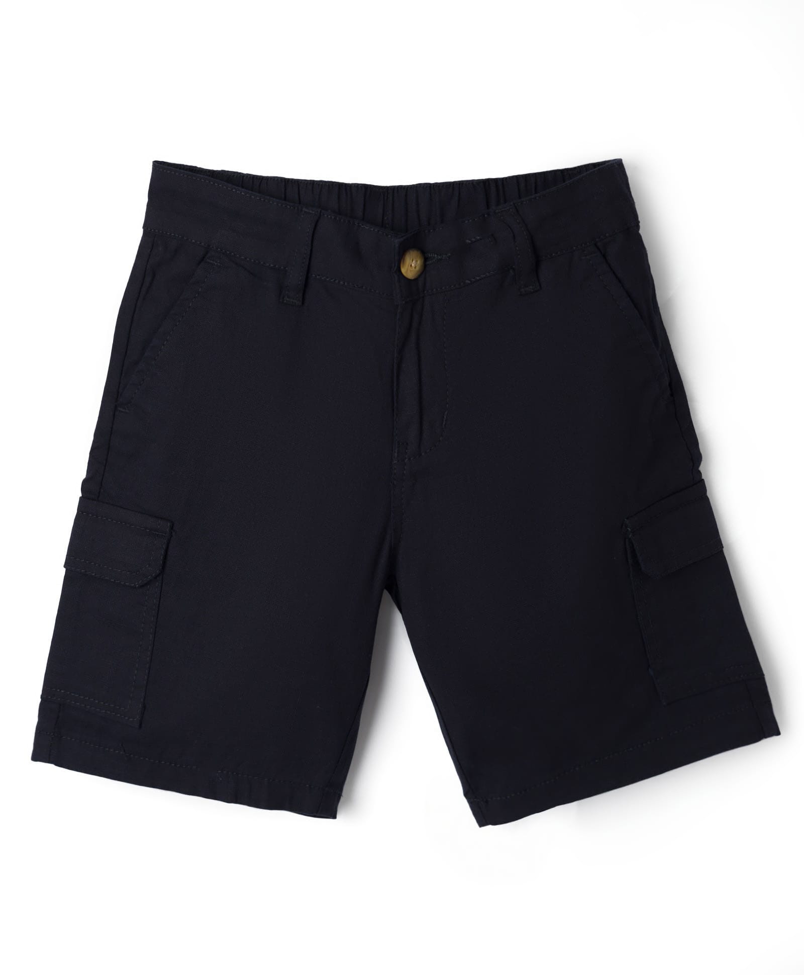 Pine Kids Cotton Elastane Woven Above Knee Length Solid Shorts - Black-picture-17