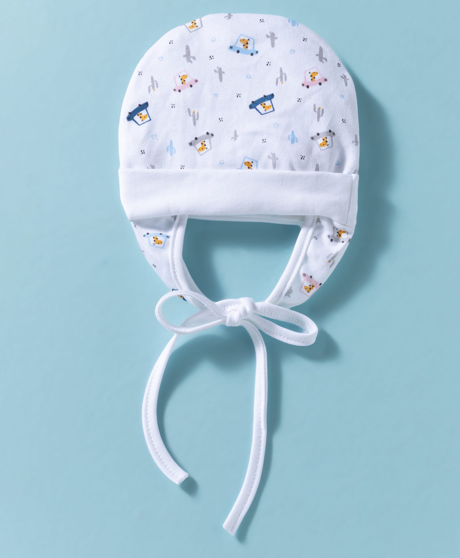 Ben Benny Interlock Knit Baby Cap With Animal & Car Print White - Diameter 17 cm-picture-19