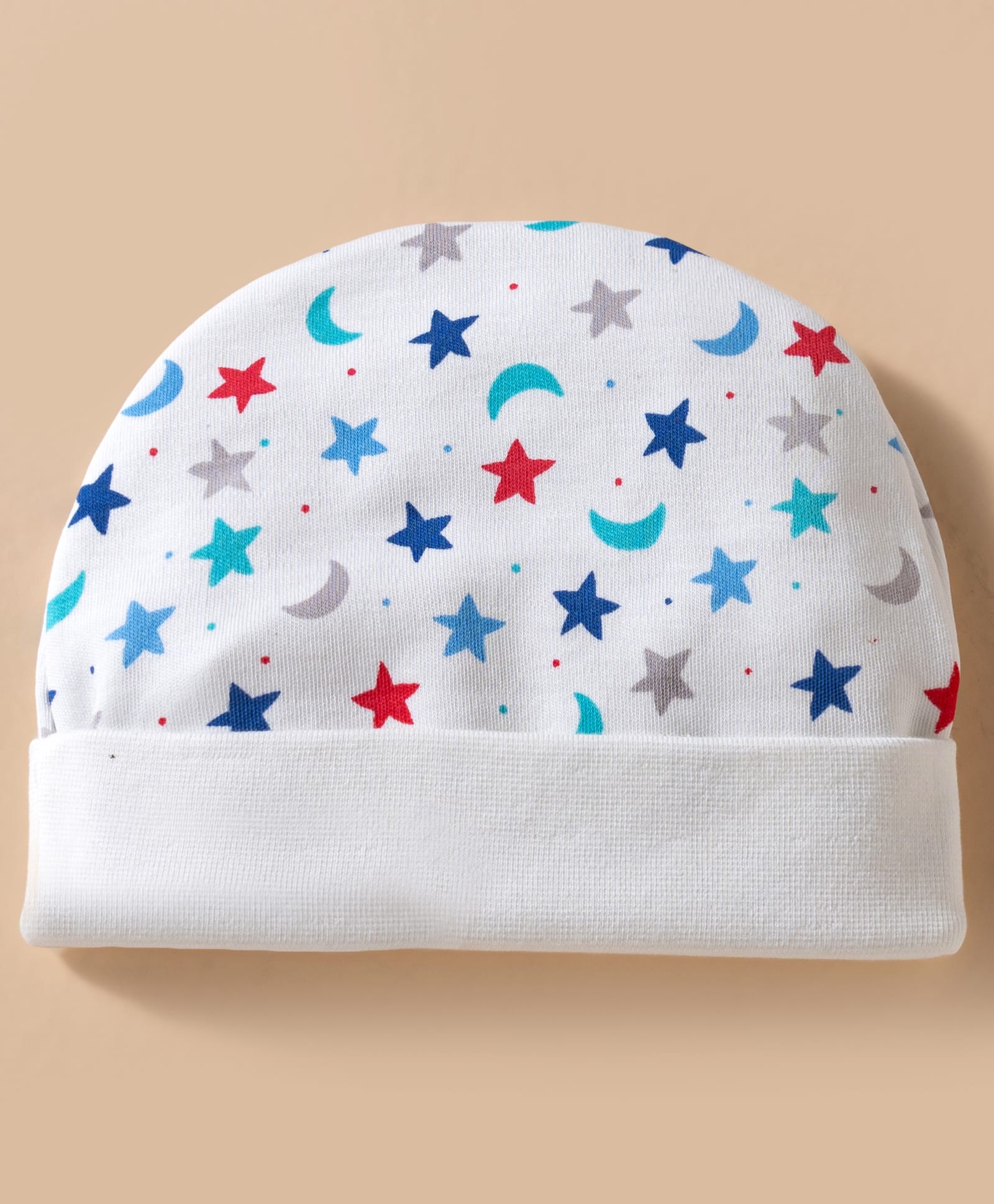 Ben Benny Interlock Knit Baby Caps With Star & Moon Print White - Diameter 17.5 cm-image-37