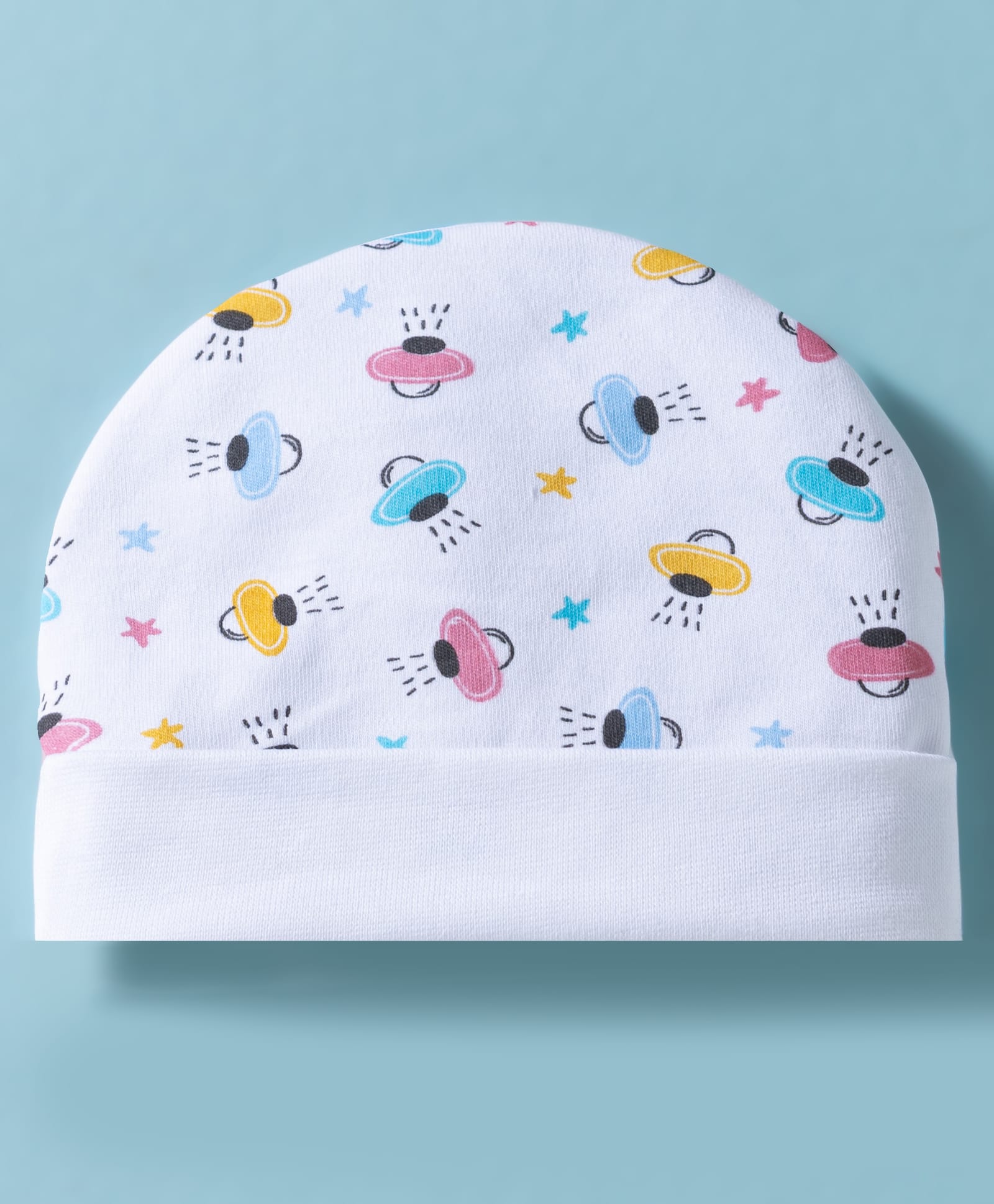 Ben Benny Interlock Knit Baby Caps With UFO Print White - Diameter 17.5 cm-image-42