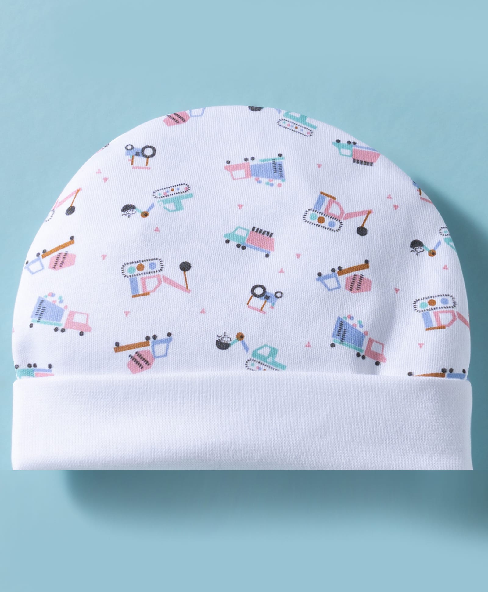Ben Benny Interlock Knit Baby Caps With Truck Print White - Diameter 17.5 cm-picture-26