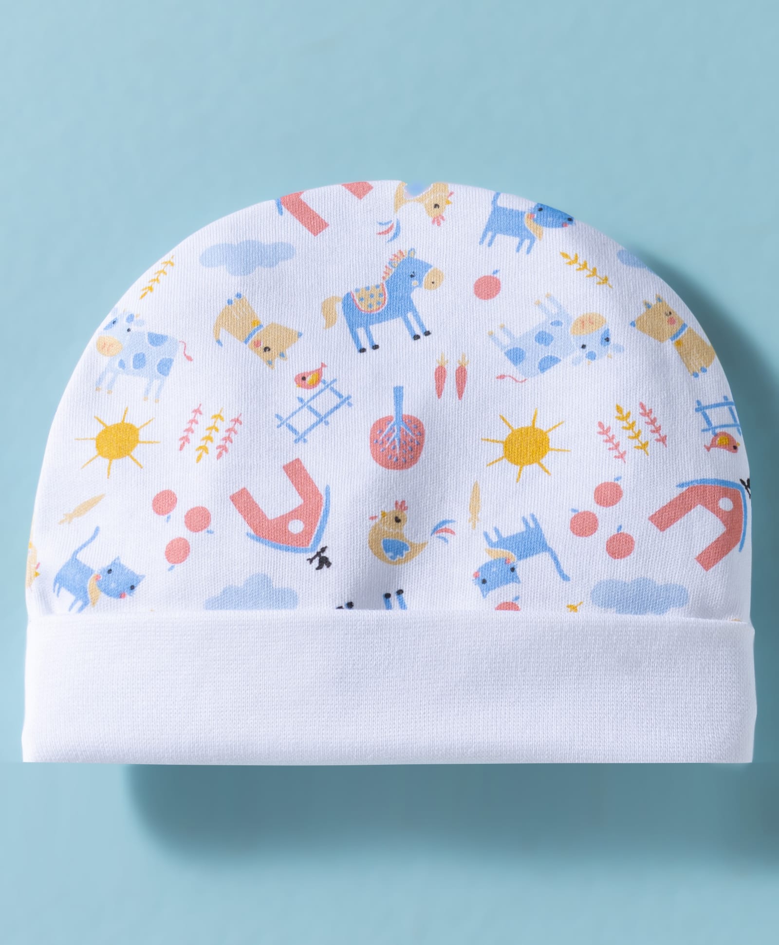 Ben Benny Interlock Knit Baby Caps With Animal Print White - Diameter 17.5 cm-picture-12