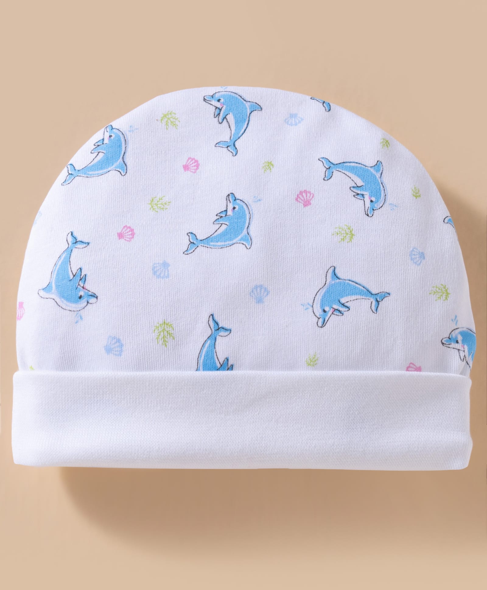 Ben Benny Interlock Knit Baby Caps With Dolphin Print White - Diameter 17.5 cm-image-12