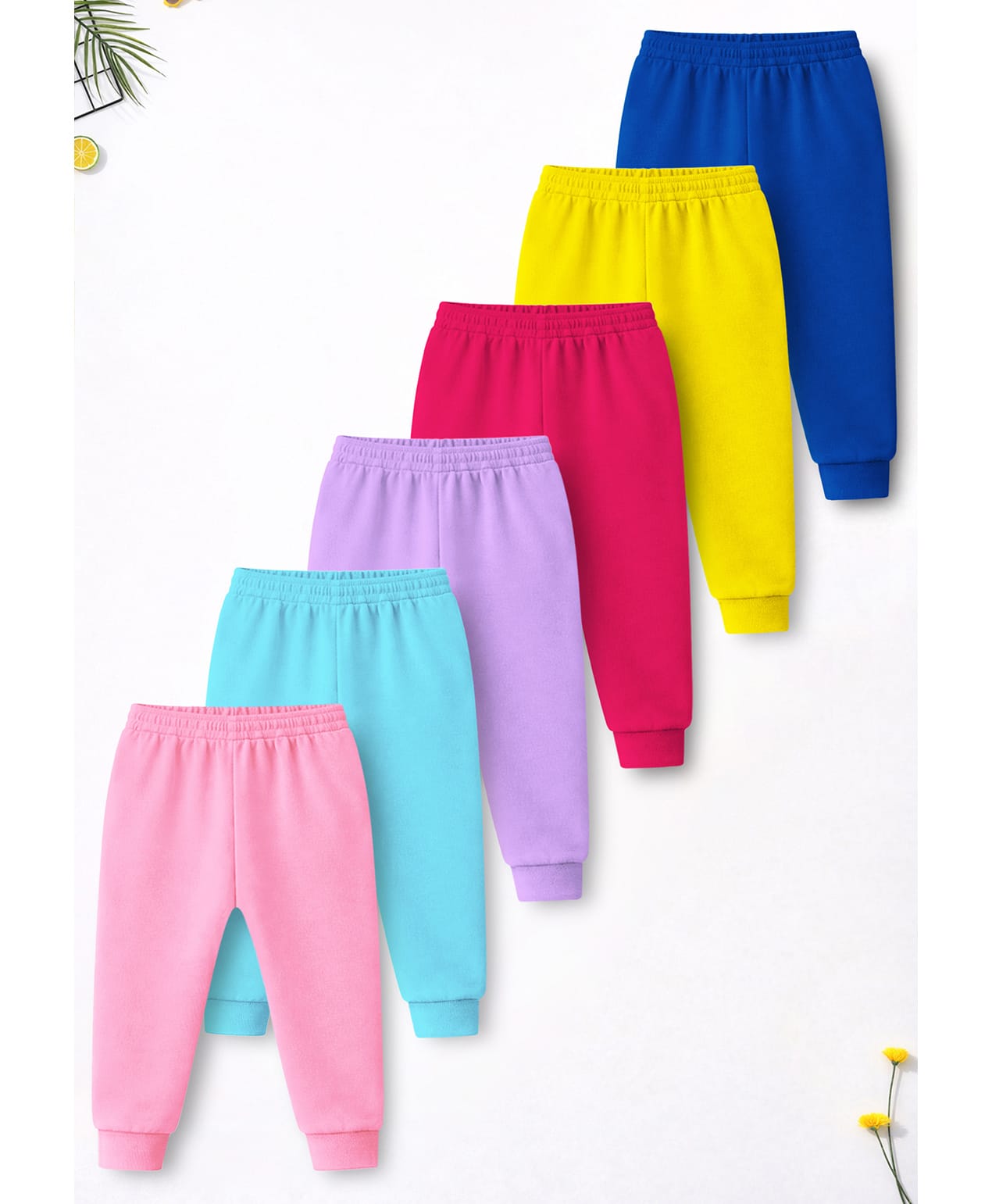 Trampoline Cotton Blend Knit Pack Of 6 Solid Pajamas - Multi Colour-picture-26