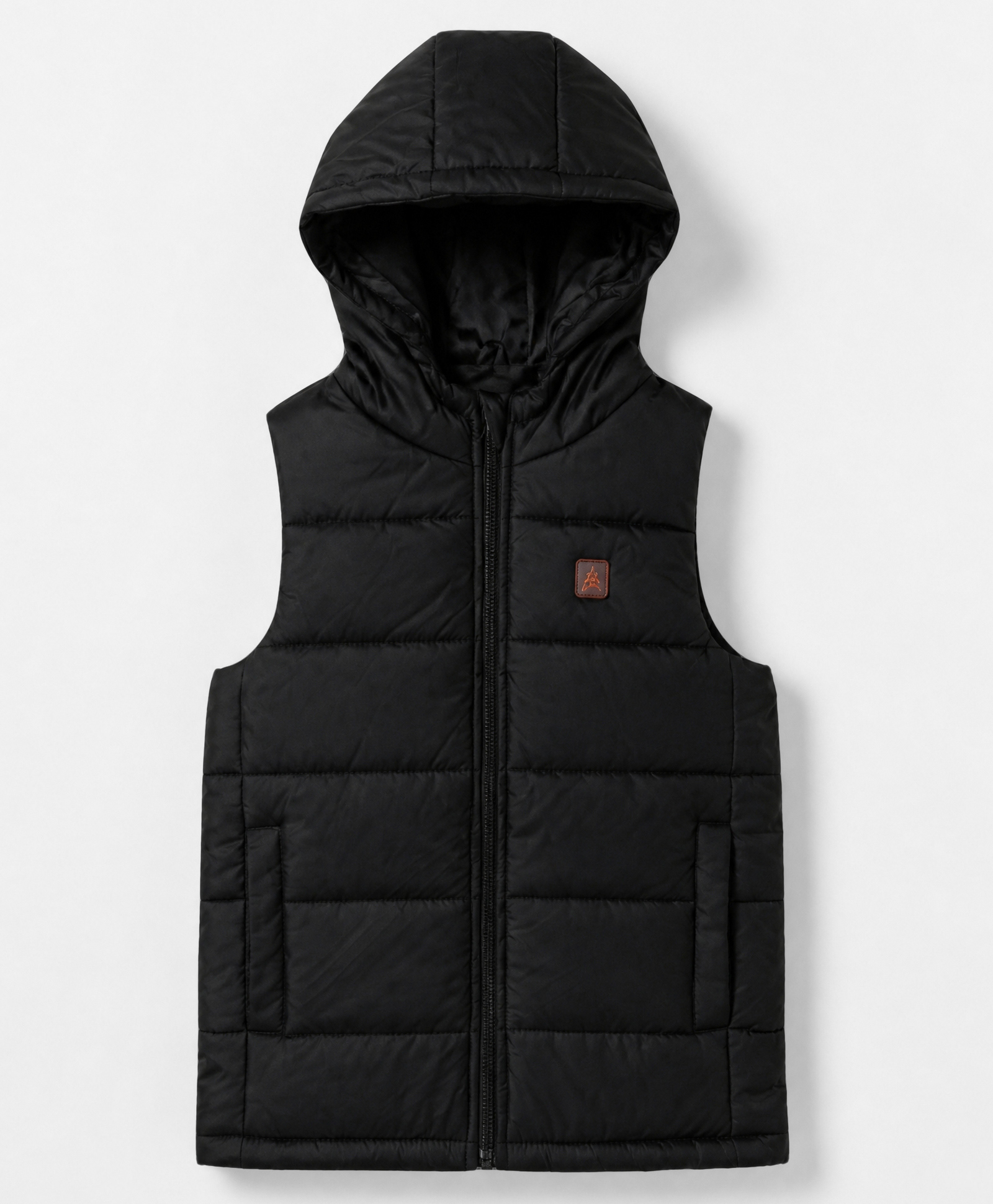Pine Kids Woven Sleeveless Hooded Padded Winter Jacket - Black-picture-9