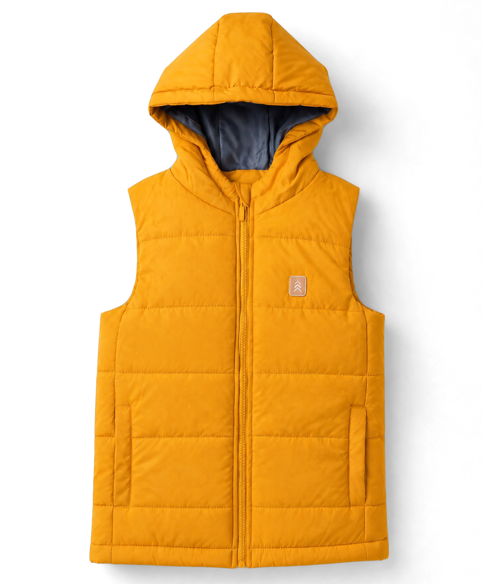 Pine Kids Woven Sleeveless Hooded Padded Winter Jacket - Mustard-picture-43
