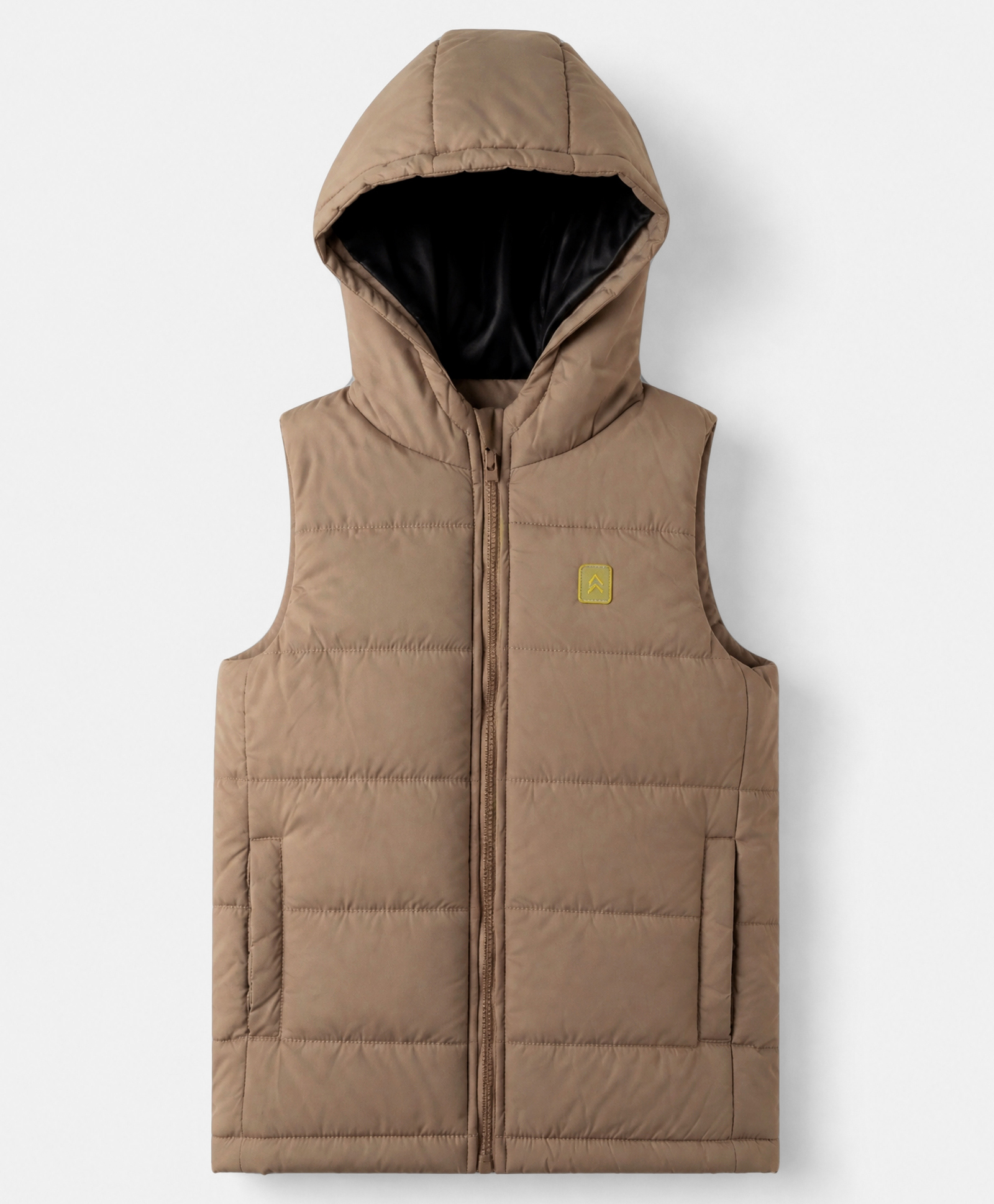 Pine Kids Woven Sleeveless Hooded Padded Winter Jacket - Light Brown-picture-25