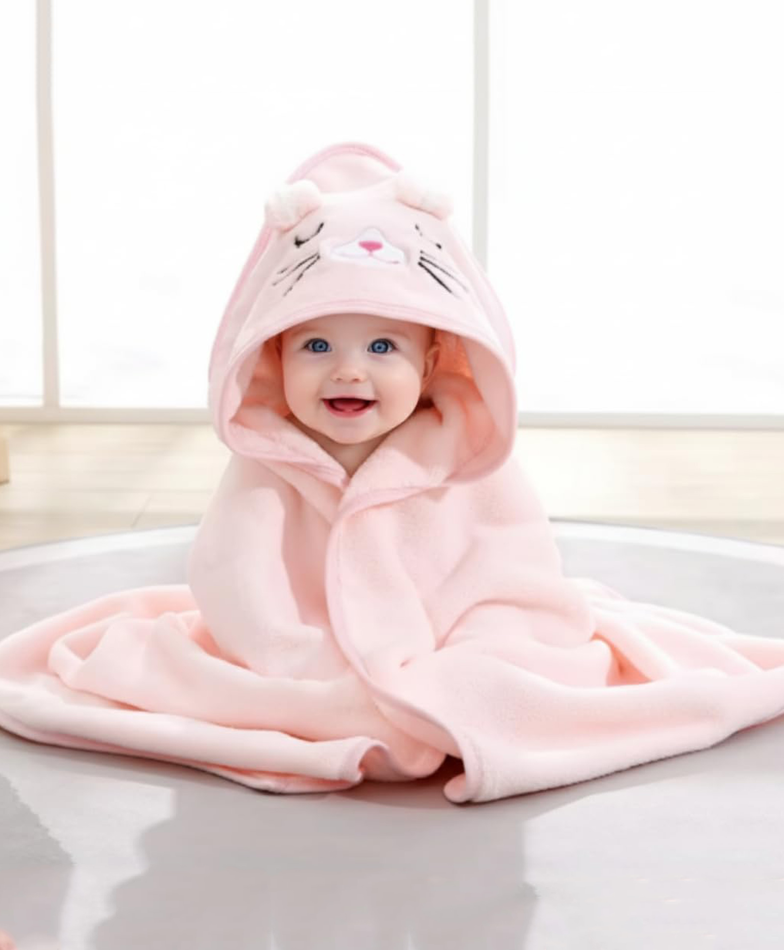 Teri Beri Baby Hooded Towel, Soft and Hypoallergenic Baby Bath Towels with Hood for Toddler Infant Newborn, Large and Absorbent Toddler Towels for Baby Boy Girl (31 x 31 inch) (Pink)-image-18