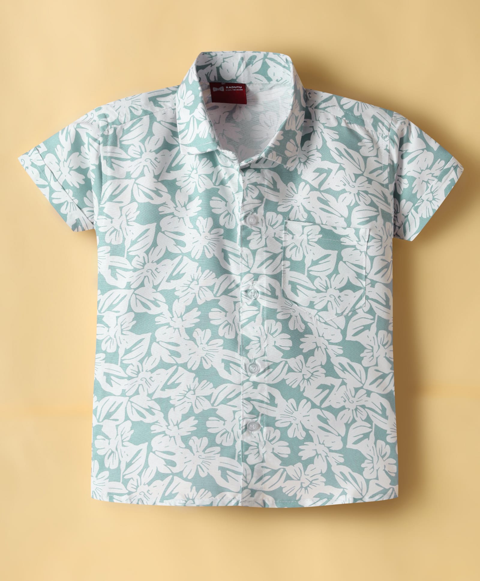 Radutu Cotton Woven Half Sleeve Printed Shirt White 4-5 Years-picture-17
