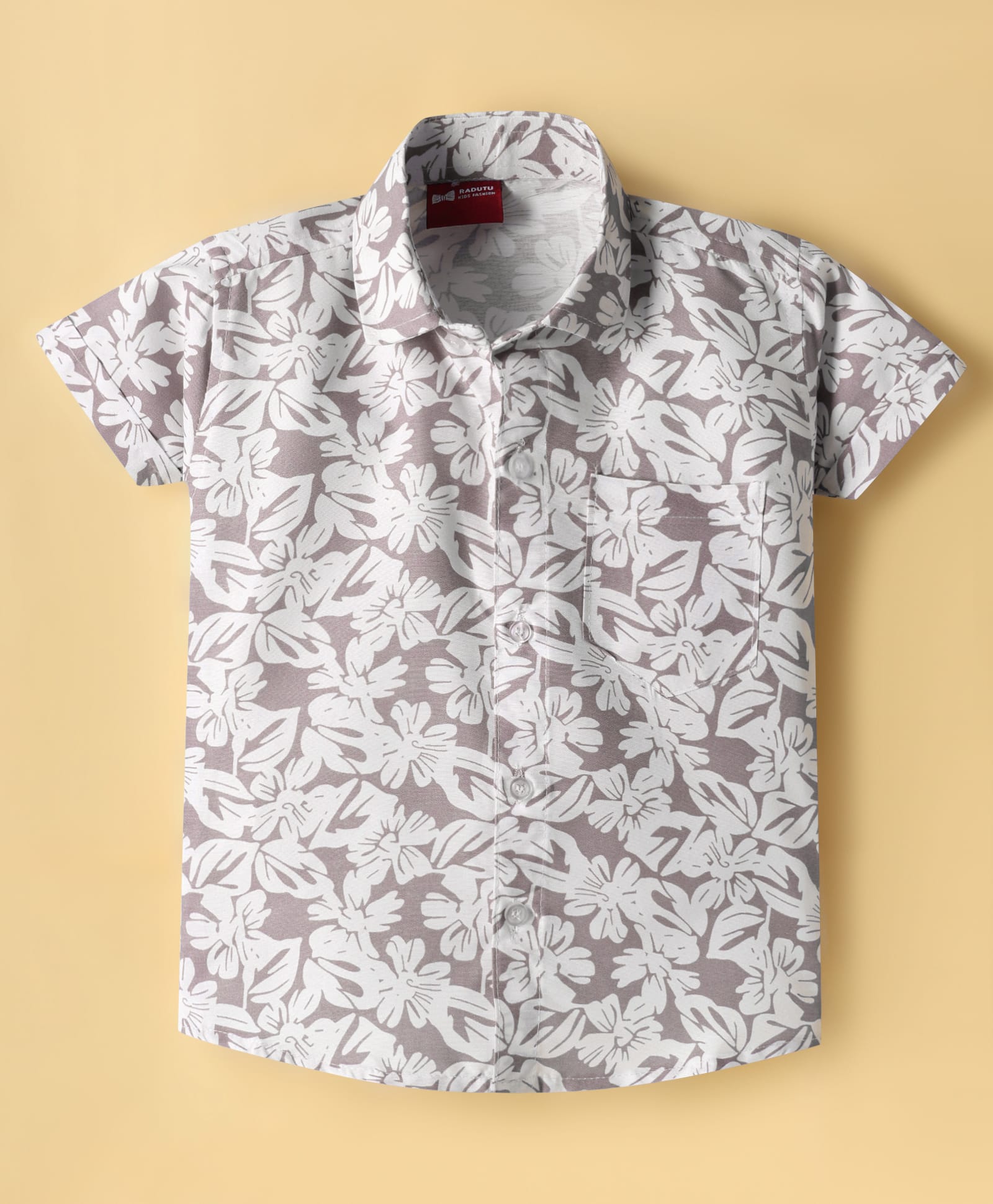 Radutu Cotton Woven Half Sleeve Printed Shirt Brown 3-4 Years-picture-23