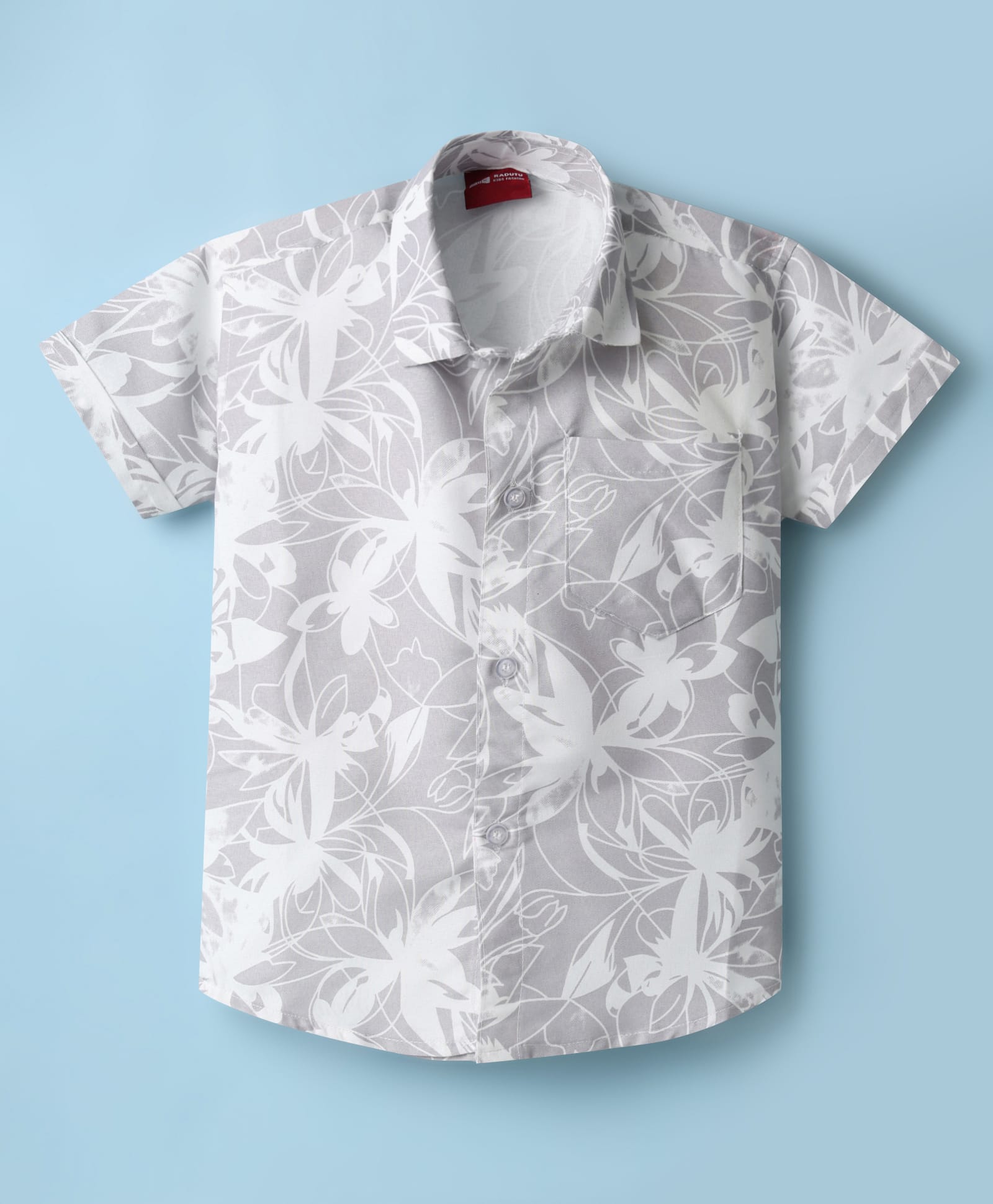 Radutu Cotton Woven Half Sleeve Printed Shirt Light Grey 2-3 Years-picture-39