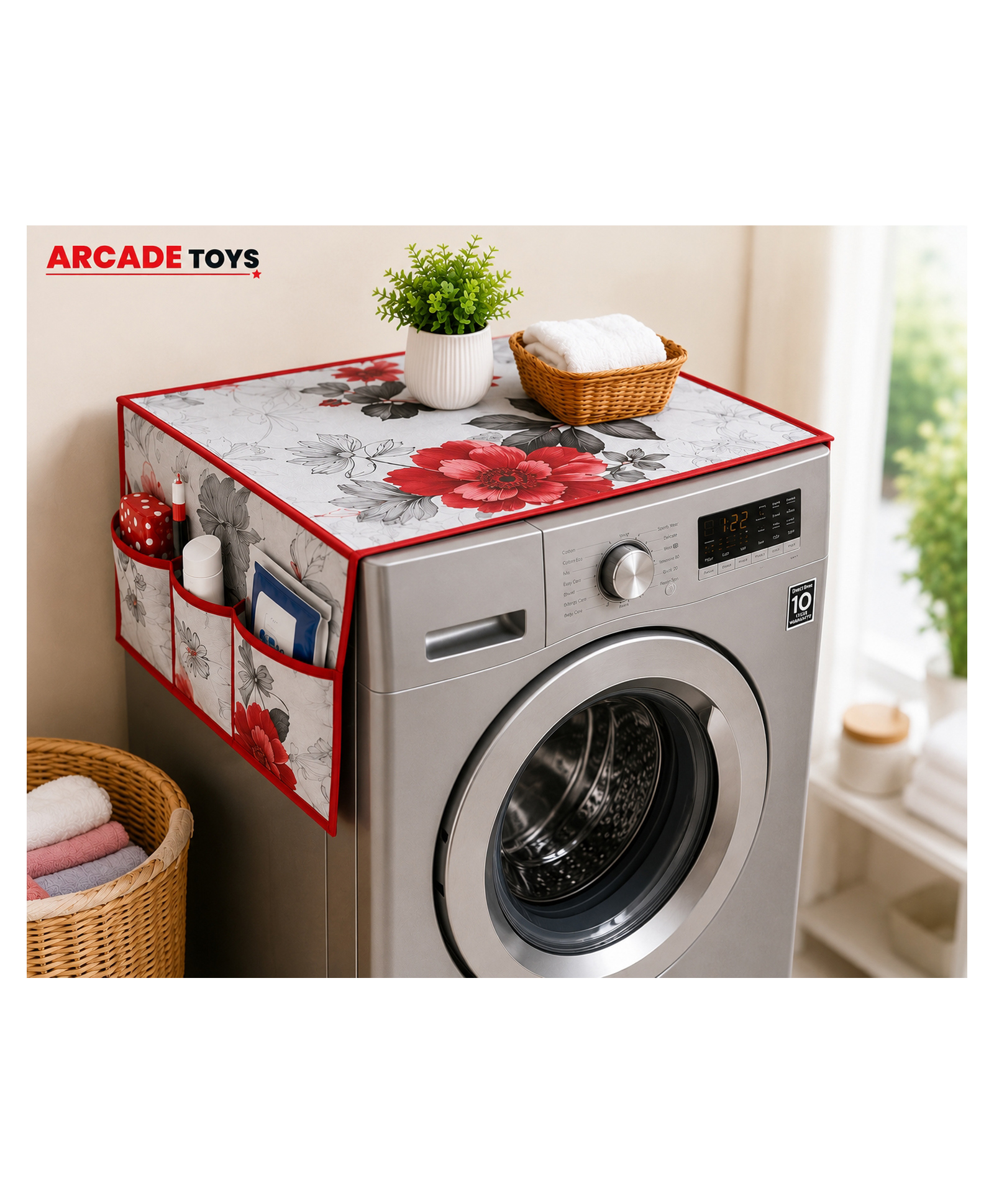 ARCADE TOYS Premium Waterproof Printed Washing Machine Cover Fully Automatic Top Load Cover - Multicolour-picture-34
