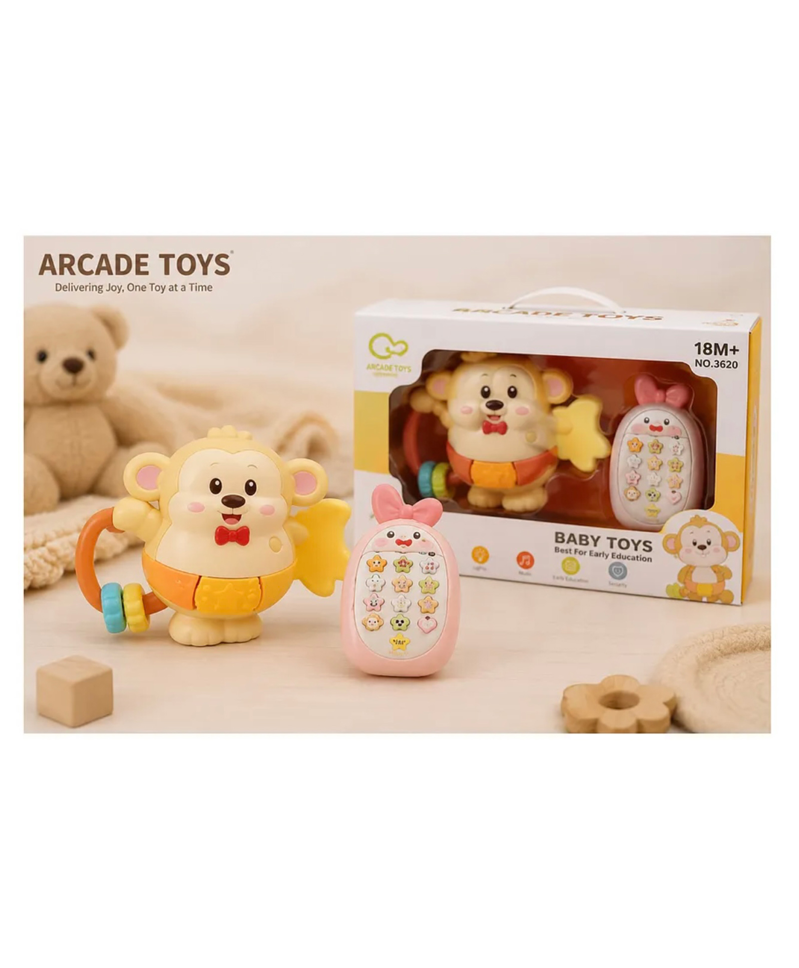 ARCADE TOYS Banana Monkey Baby Finger Piano, Musical Teether & Educational Learning Toy Multicolour-picture-13
