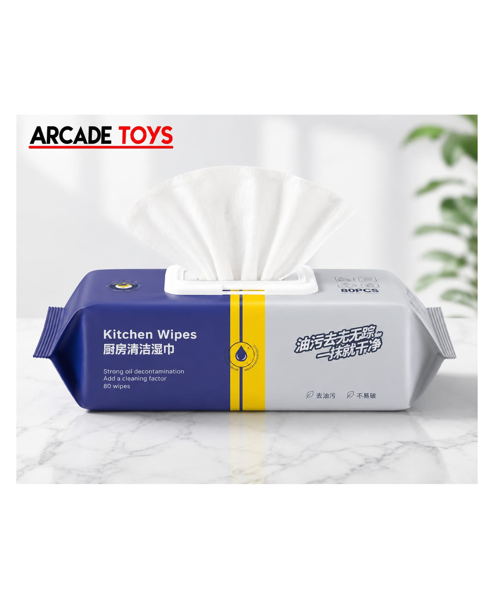 ARCADE TOYS Kitchen Cleaning Wipes, 80 PCS Multipurpose Disposable Kitchen Wipes, Thick & Strong, Oil & Grease Cleaning Wipes for Kitchen, Home & Office-image-35