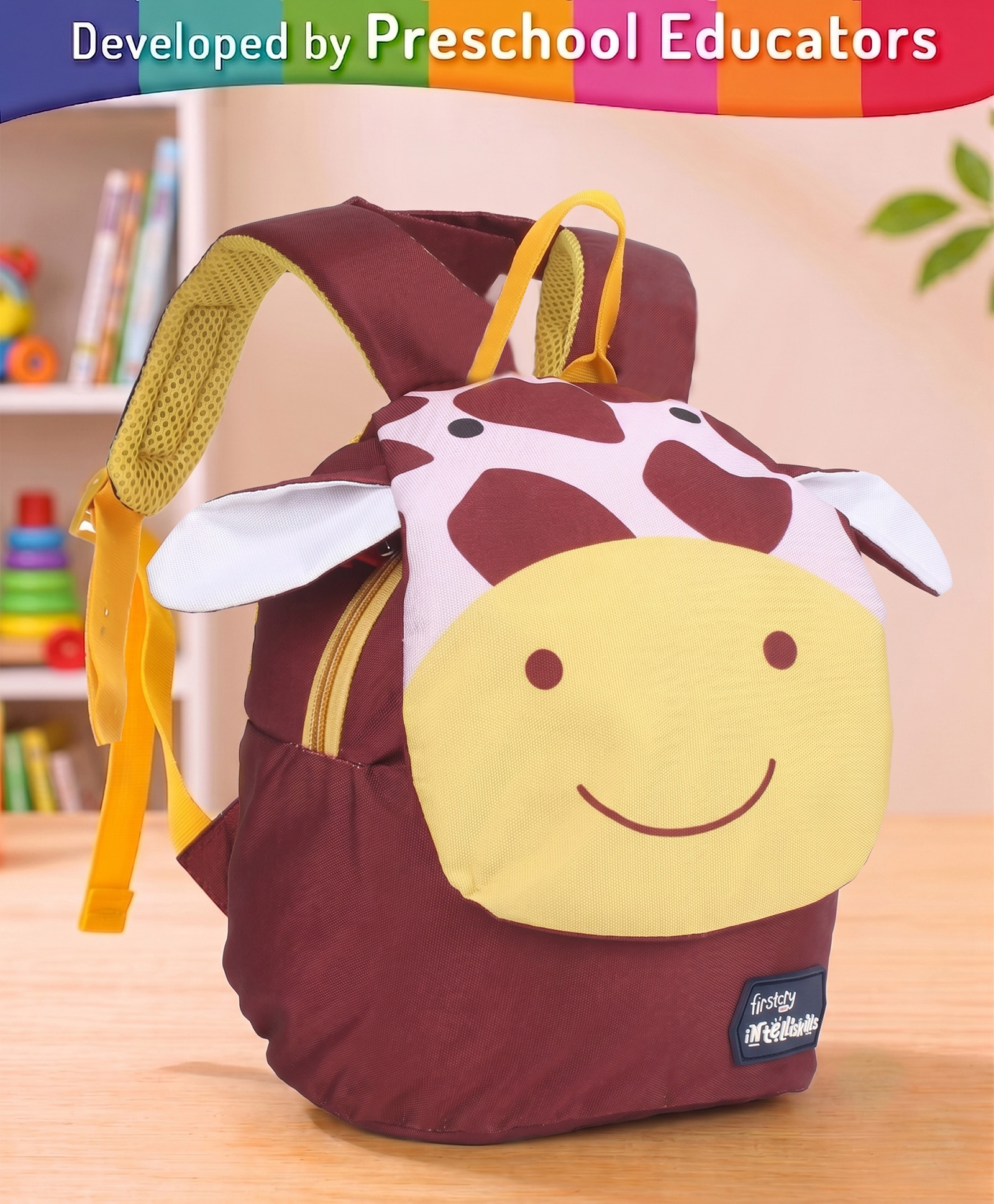 Intelliskills 11.2 Inches Goofy Giraffe Backpack for Kids | Premium Quality School Bag Multicoloured | Lightweight, Durable Water-Resistant Fabric & Smooth Zippers | Ideal For Gifting-image-22