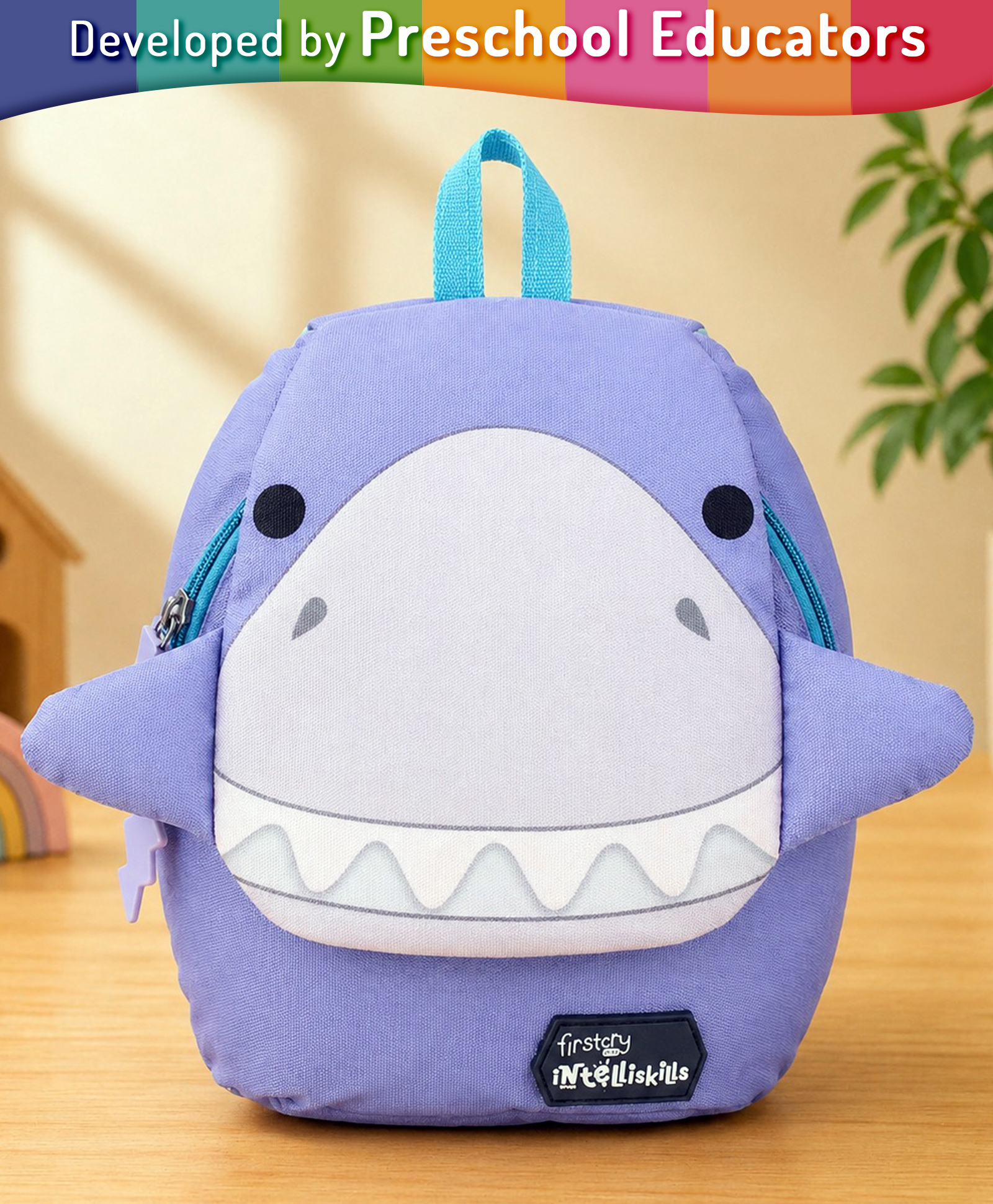 Intelliskills 11.2 Inches Speedy Shark Backpack for Kids | Premium Quality School Bag Multicoloured | Lightweight, Durable Water-Resistant Fabric & Smooth Zippers | Ideal For Gifting-picture-11