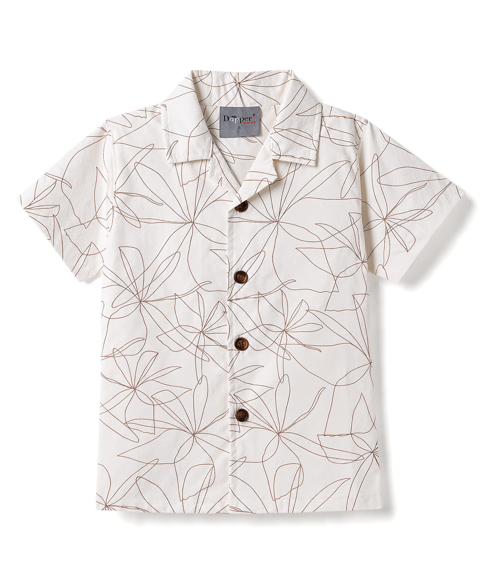 Dapper Dudes Half Sleeves Floral Printed Shirt - Cream - 4 - Cotton Mixes - (4 to 5 Years)-picture-26