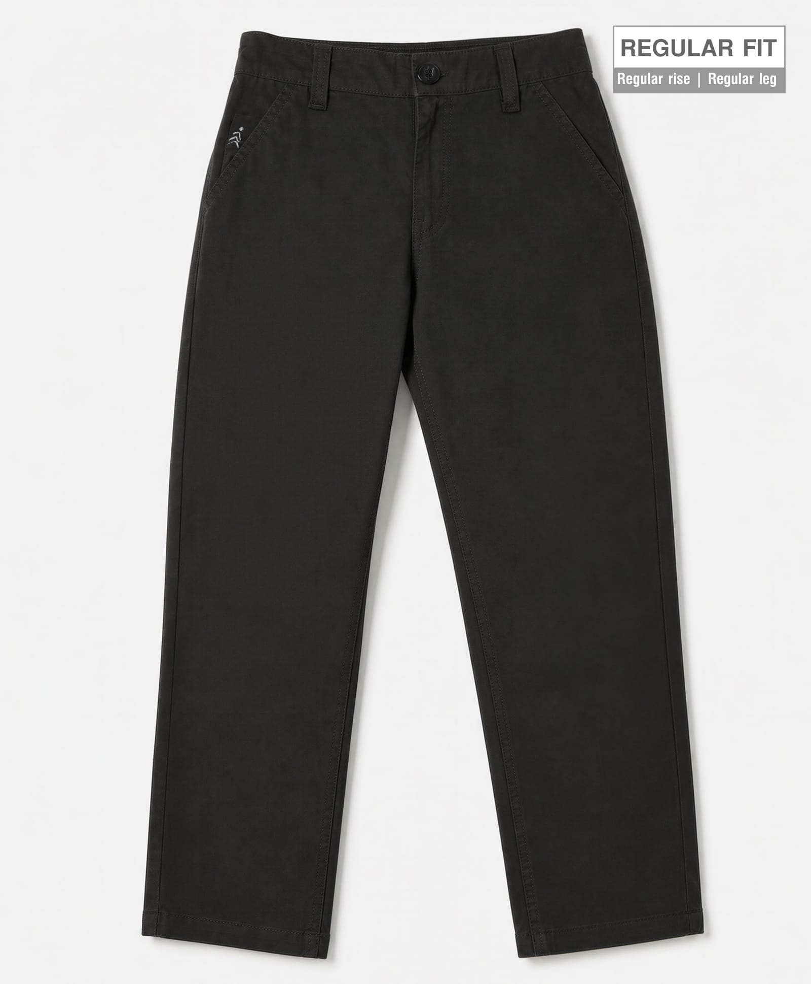 Pine Kids Cotton Elastane Woven Full Length Solid Trousers Pant - Black-image-10