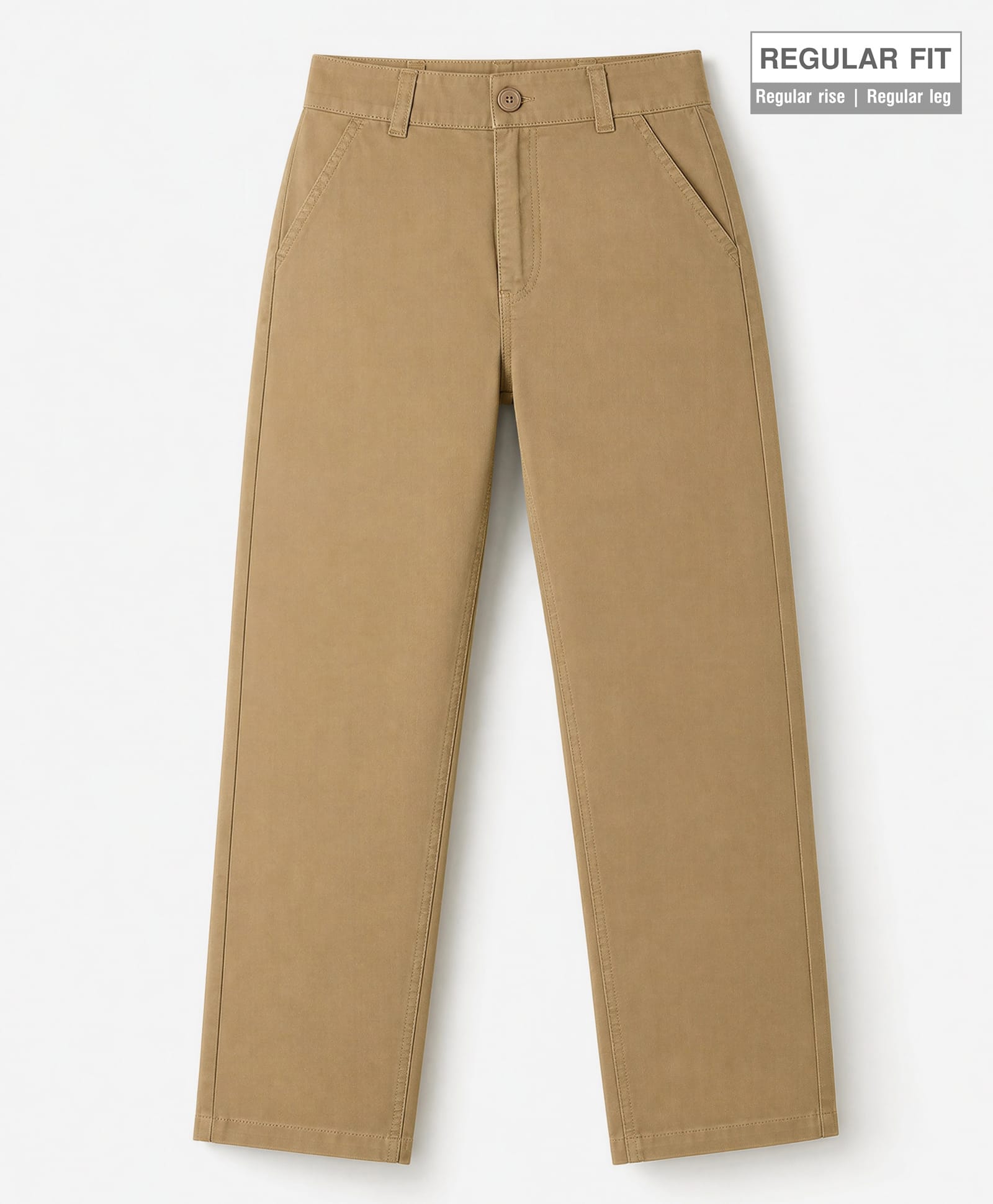 Pine Kids Cotton Elastane Woven Full Length Solid Trousers Pant - Beige-picture-24