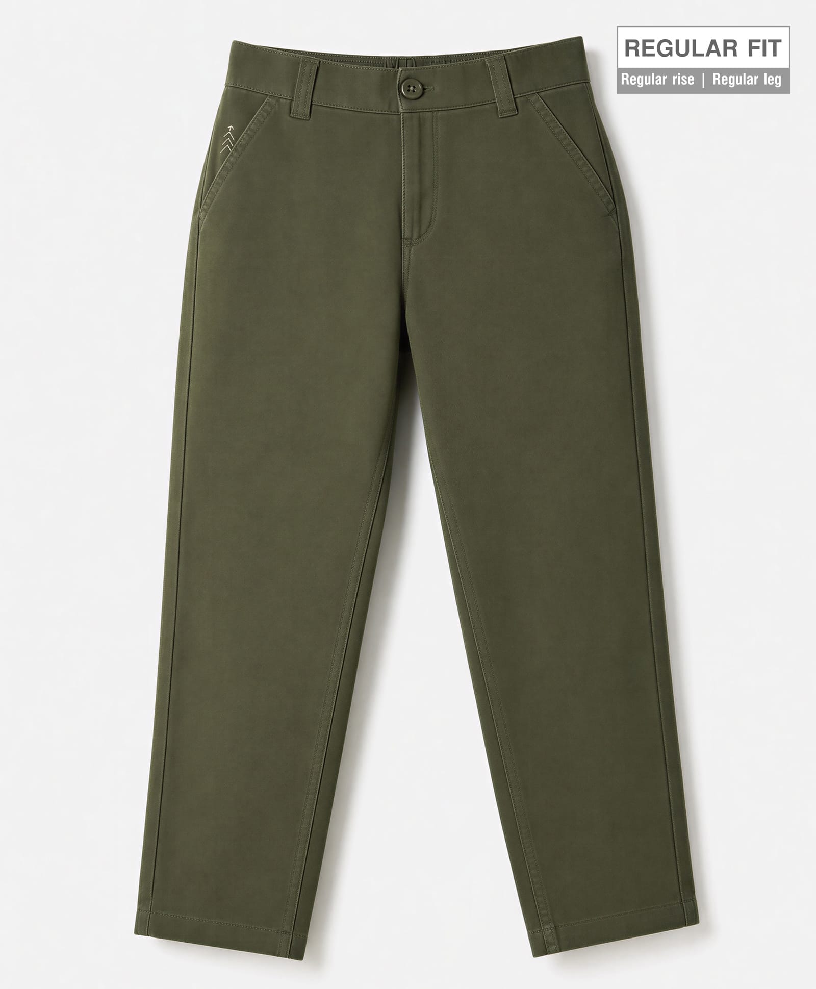 Pine Kids Cotton Elastane Woven Full Length Solid Trousers Pant - Olive-picture-10