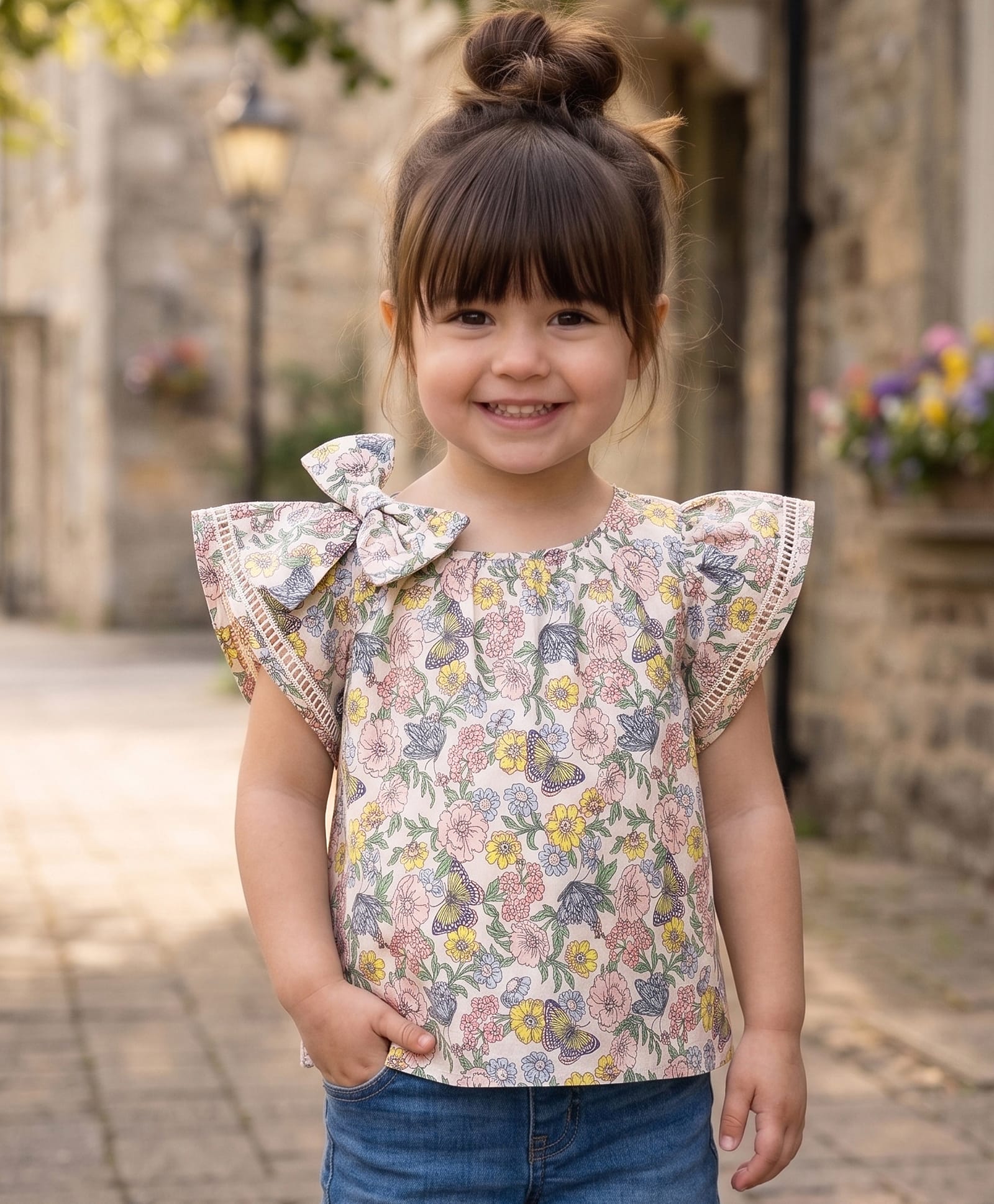 kookie kids india Kookie Kids Cotton Woven Tops Butterfly Floral Print Regular Multi Color 18-24 Months-picture-12