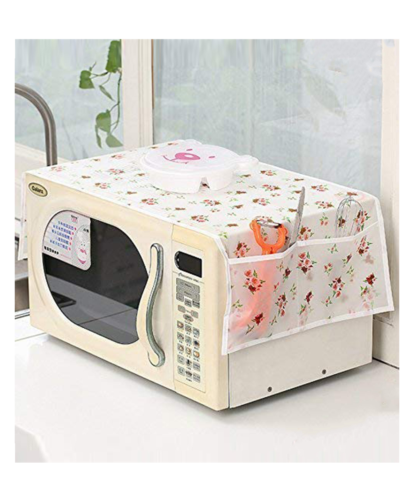 WENS Microwave Oven Cover with 2 Pouch Dustproof Cloth Cover (Assorted Colour and Design)-picture-27