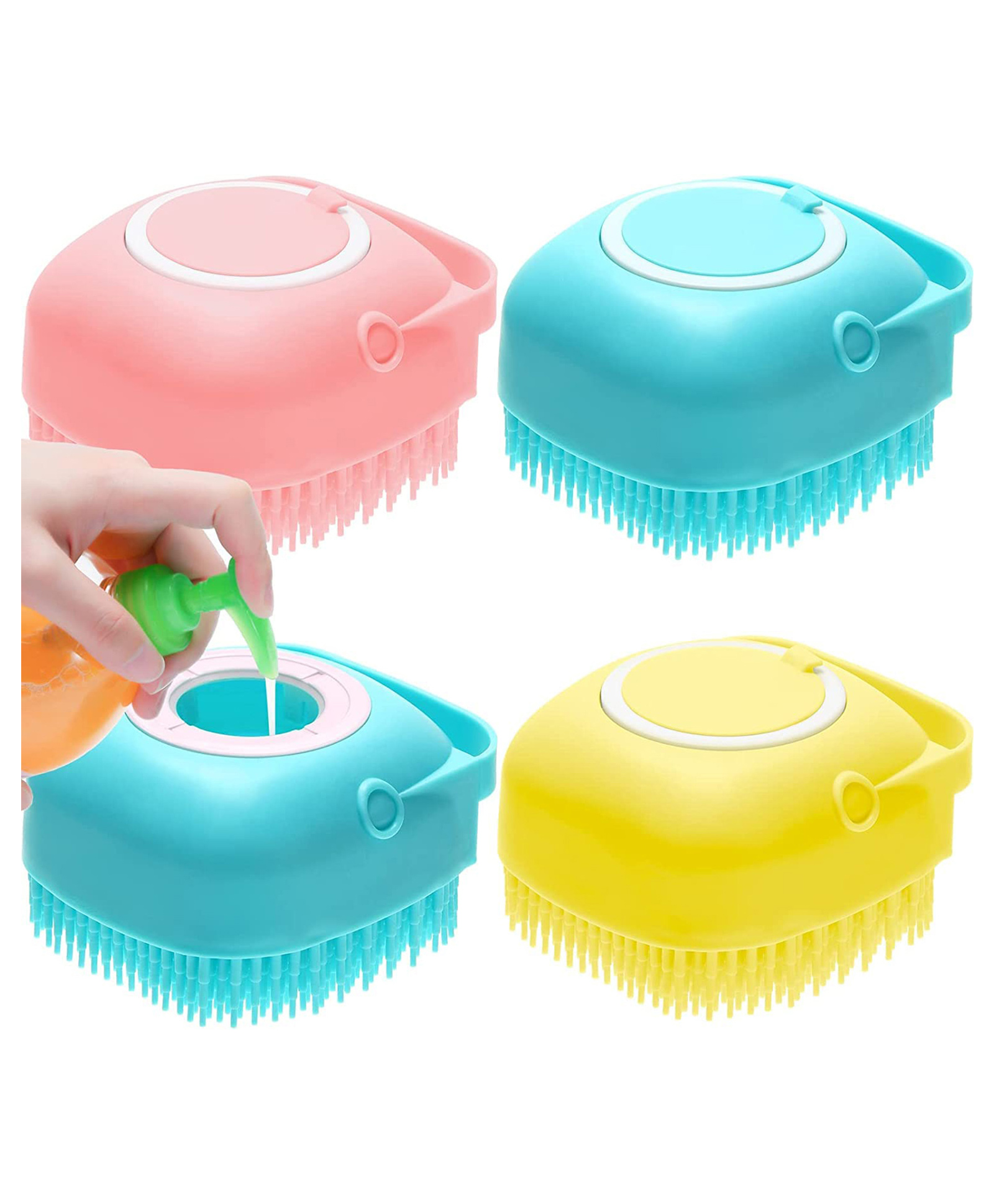 WENS Assorted Silicone Body Bath Scrubber Brush With Gel Dispenser-picture-13