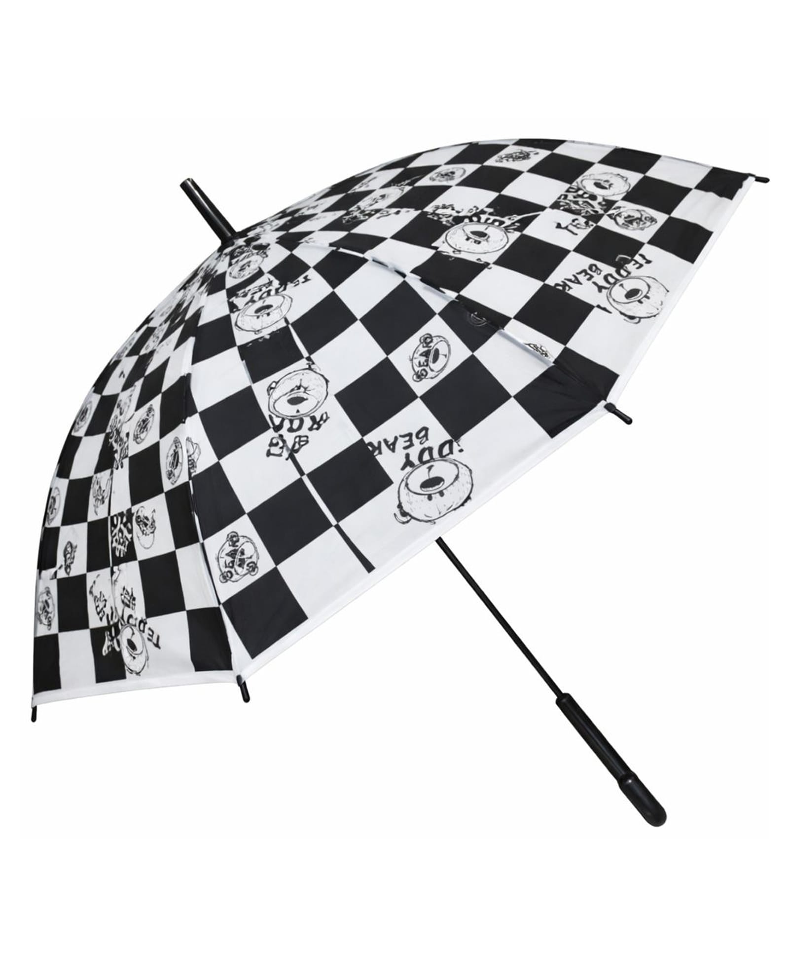 CHAATEWALA Checked & Teddy Bear Designed Umbrella - Black-picture-24