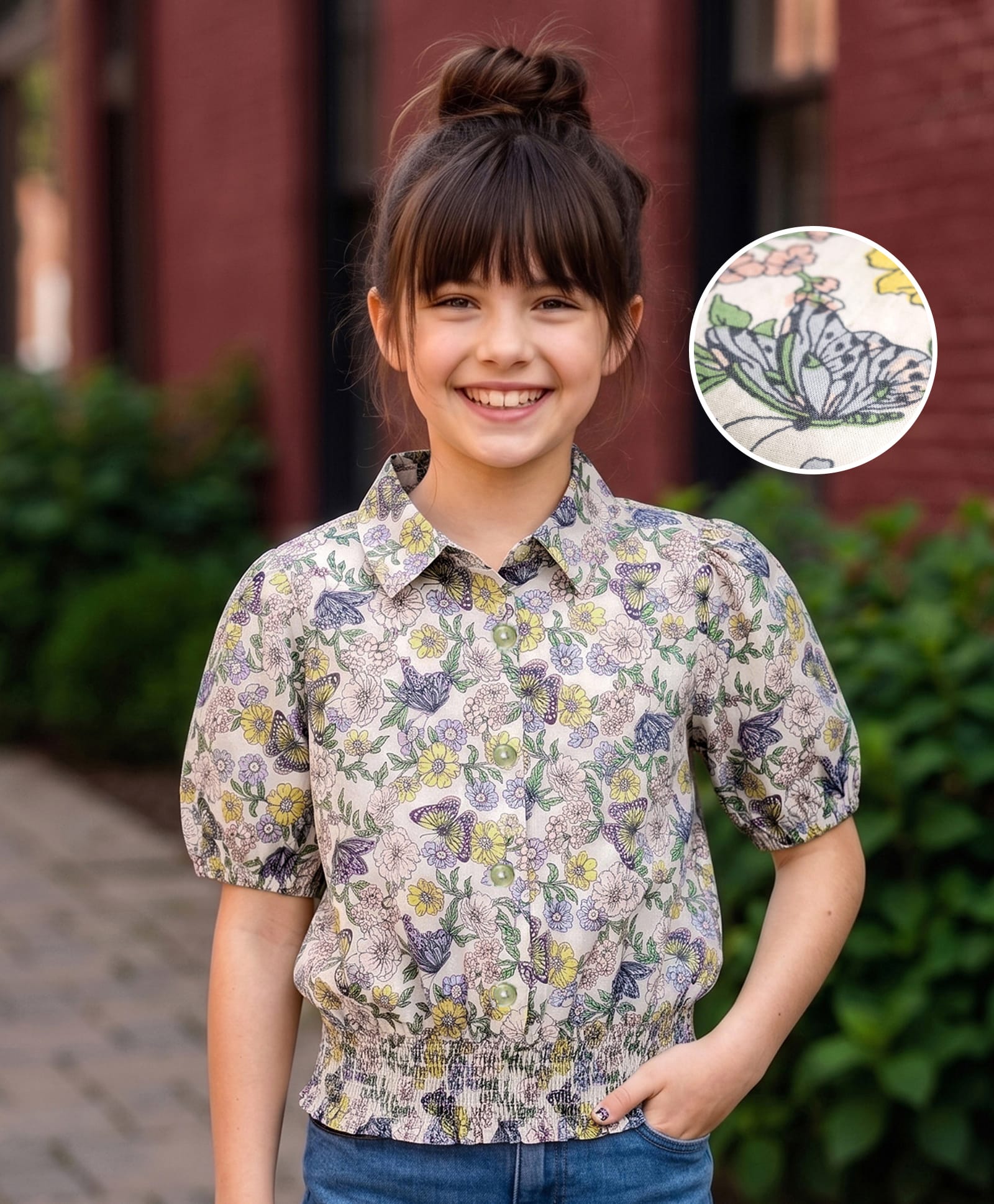 Kookie Kids India Cotton Woven Top Floral Print Multi Color 8-9 Years-picture-26