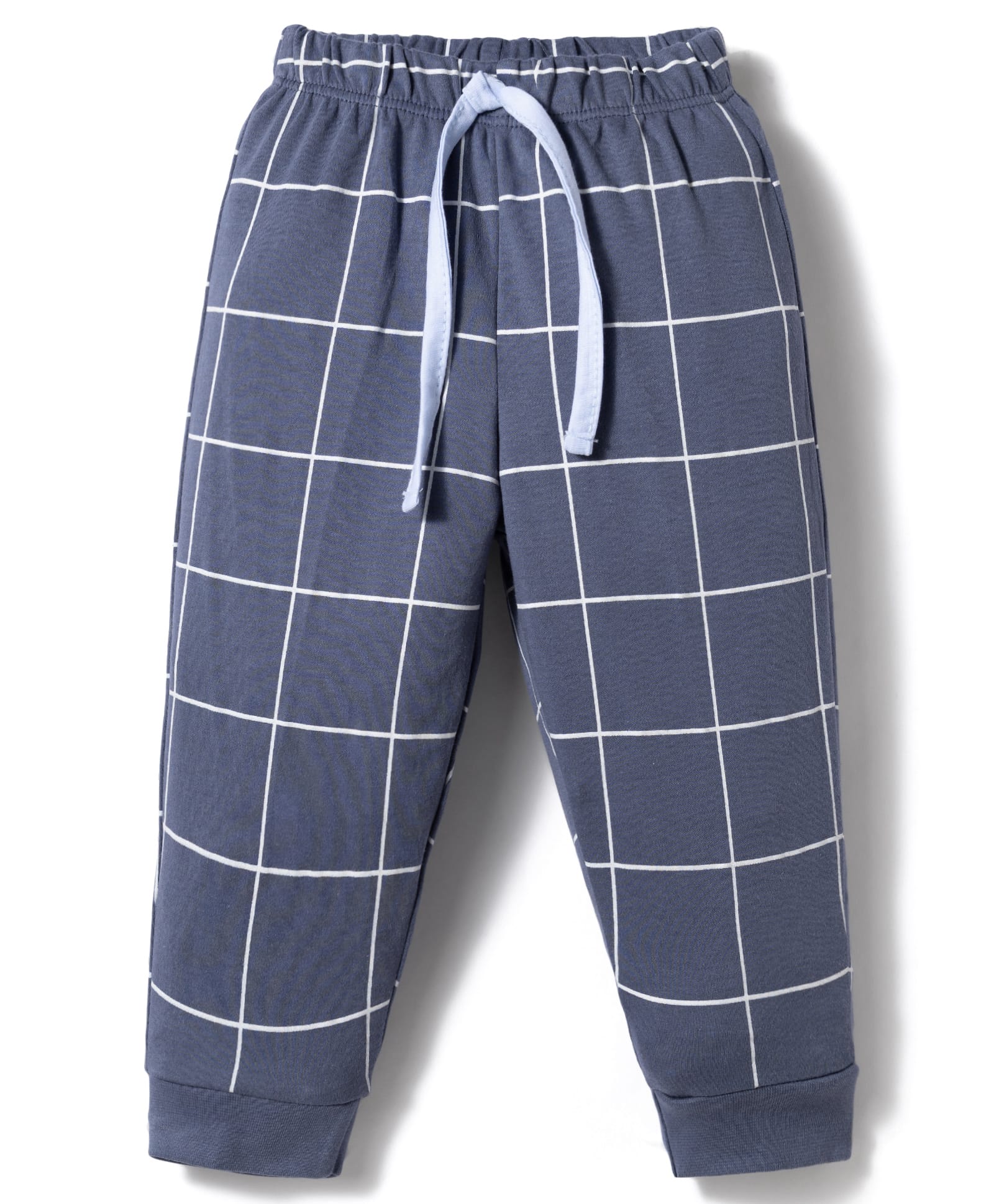 Pink Rabbit Interlock Knit Full Length Checked Lounge Pant - Blue-image-29