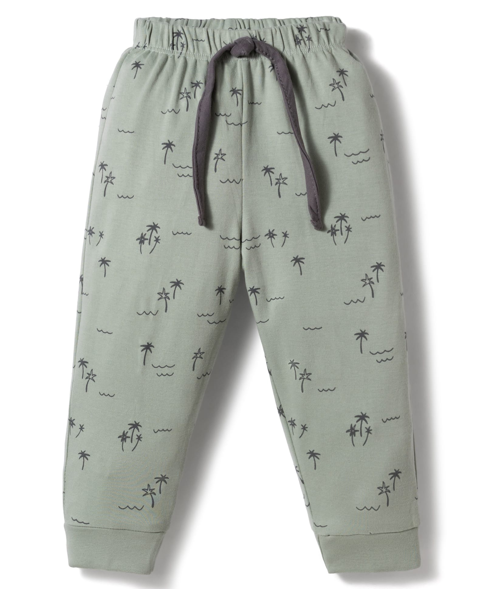 Pink Rabbit Interlock Knit Full Length Beach Theme Printed Lounge Pant - Light Green-image-36