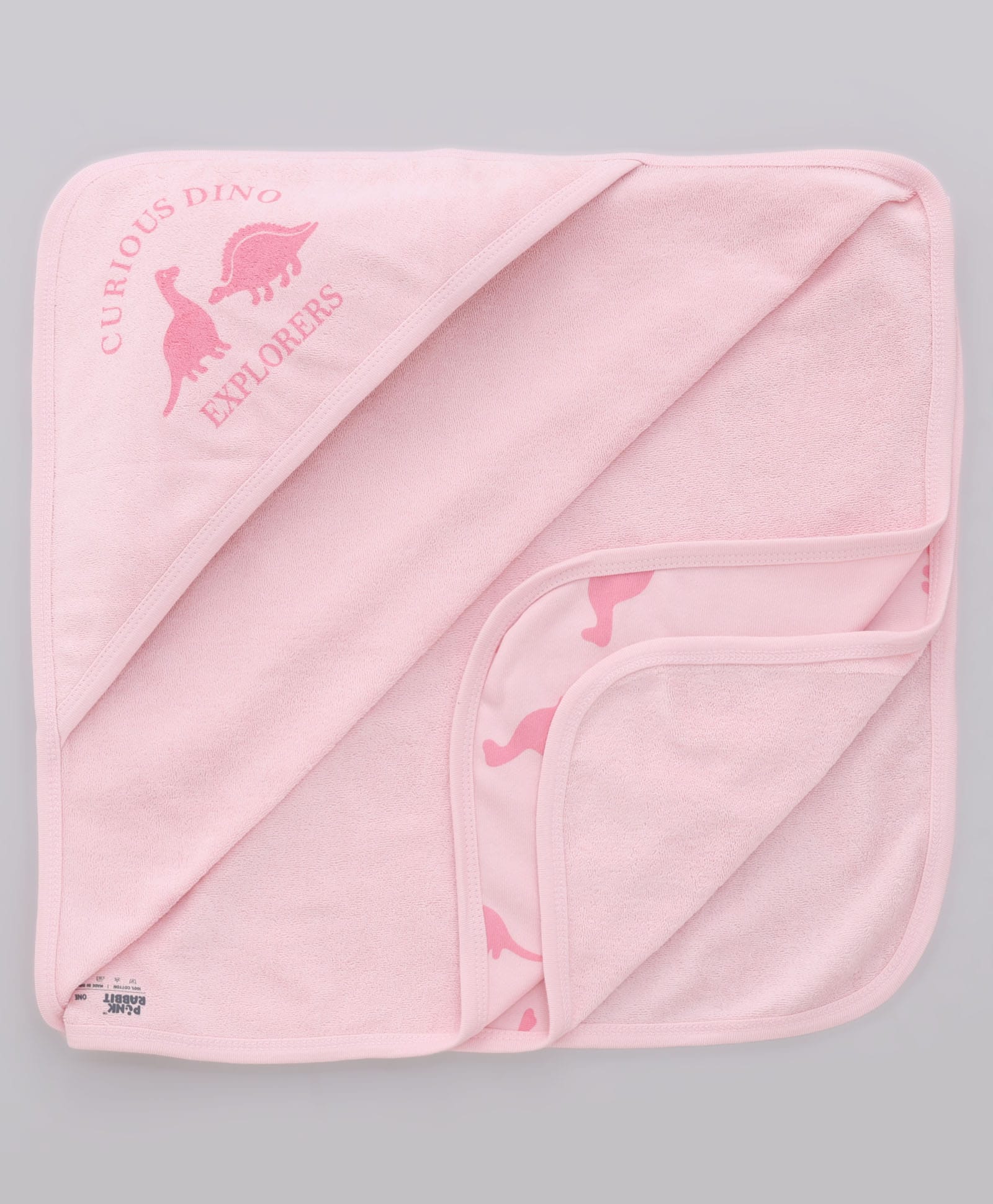 Pink Rabbit Terry Knit Hooded Towel with Panda Print L 80 x B 80 cm - Light Pink-image-29