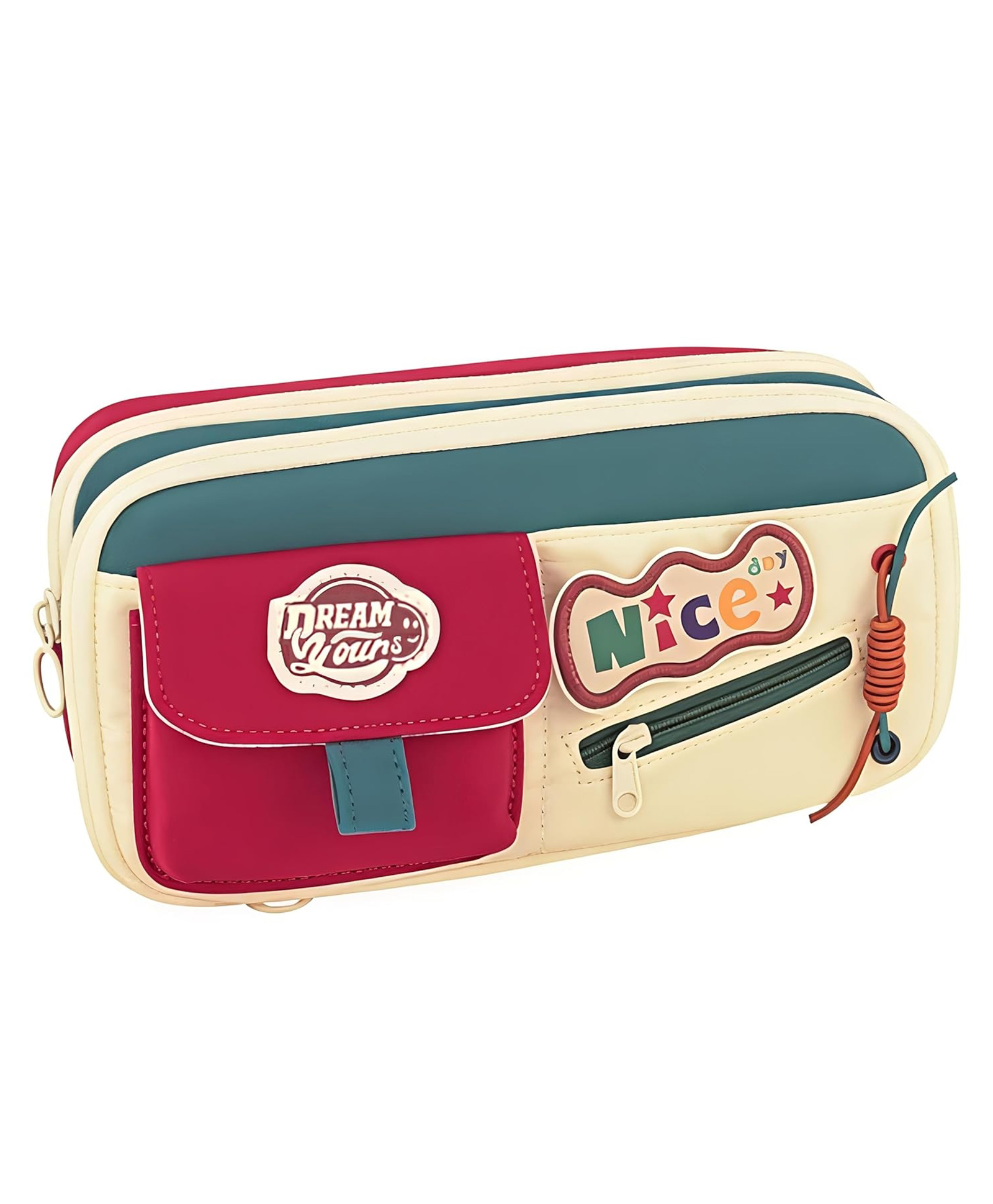 FunBlast Multifunctional Large Capacity Stylish Pencil Pouch for Kids (Red)-picture-6
