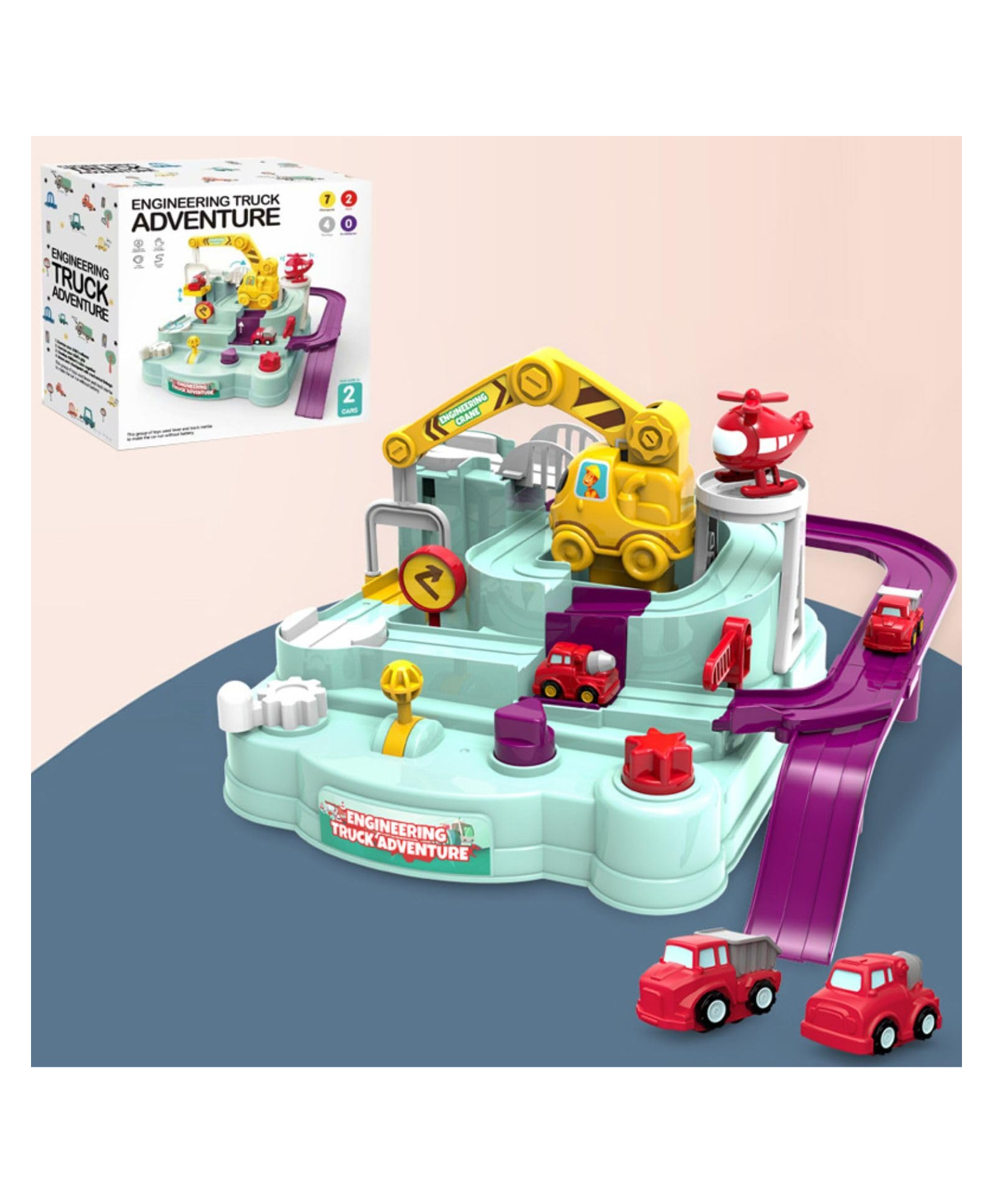 FunBlast Engineering Track Toy Set with Crane & Helicopter for Kids (Multicolor)-image-15