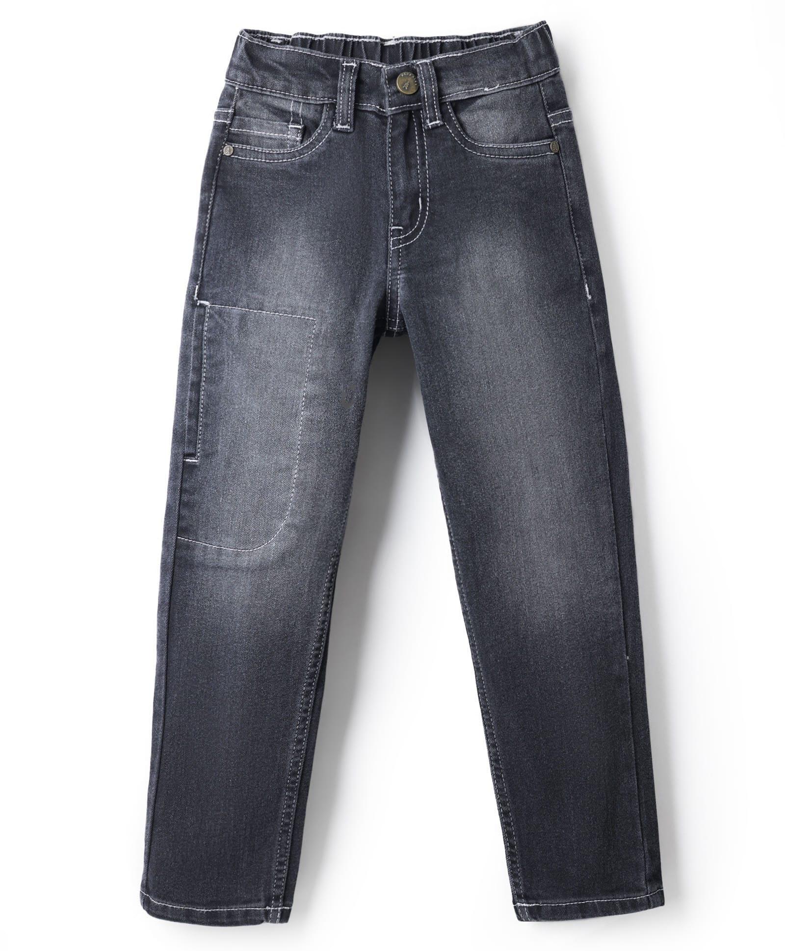 Pine Kids Denim Full Length Washed Jeans - Black-image-1