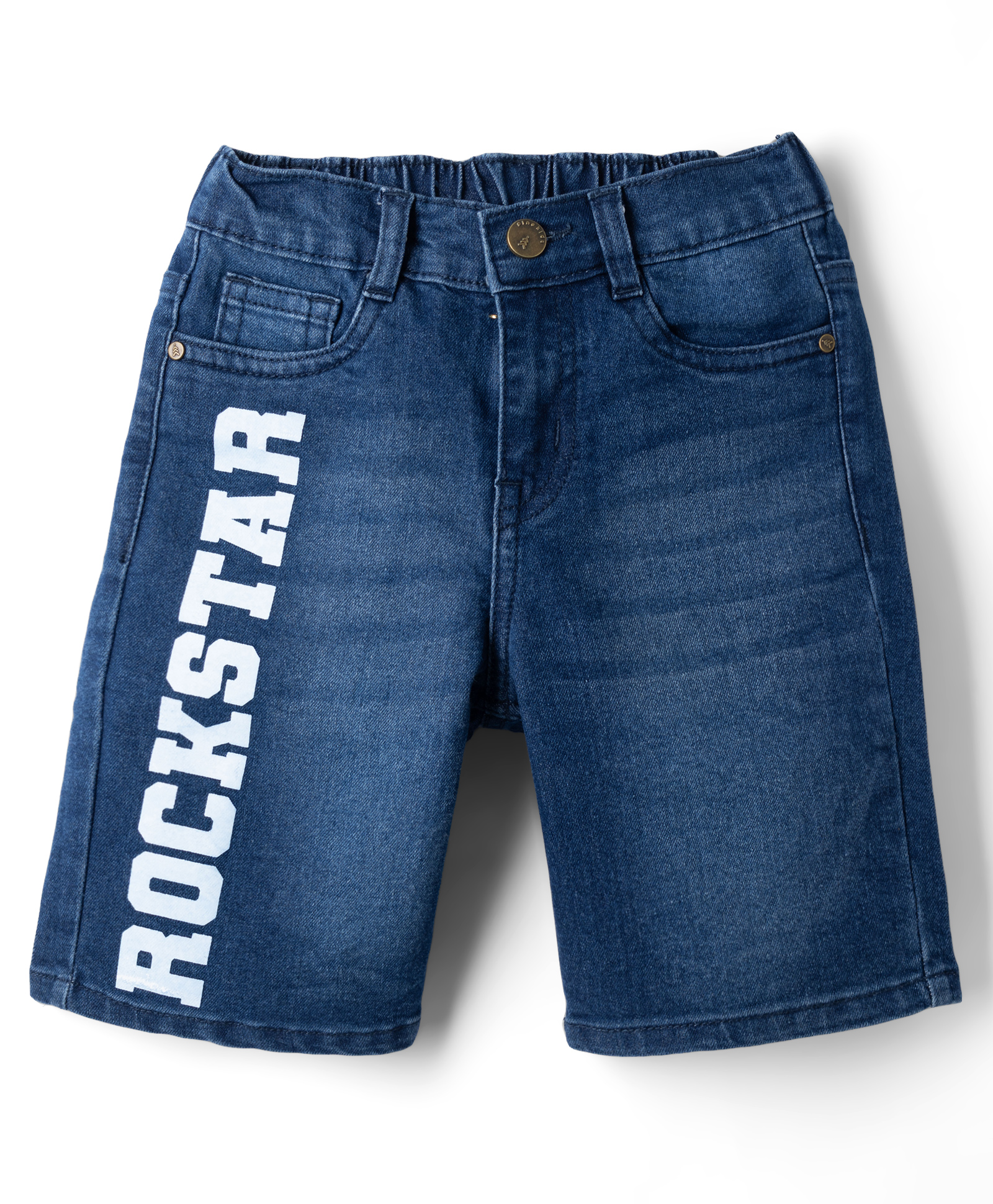 Pine Kids Woven Above Knee Length Denim Shorts With Text Print - Navy Blue-image-38