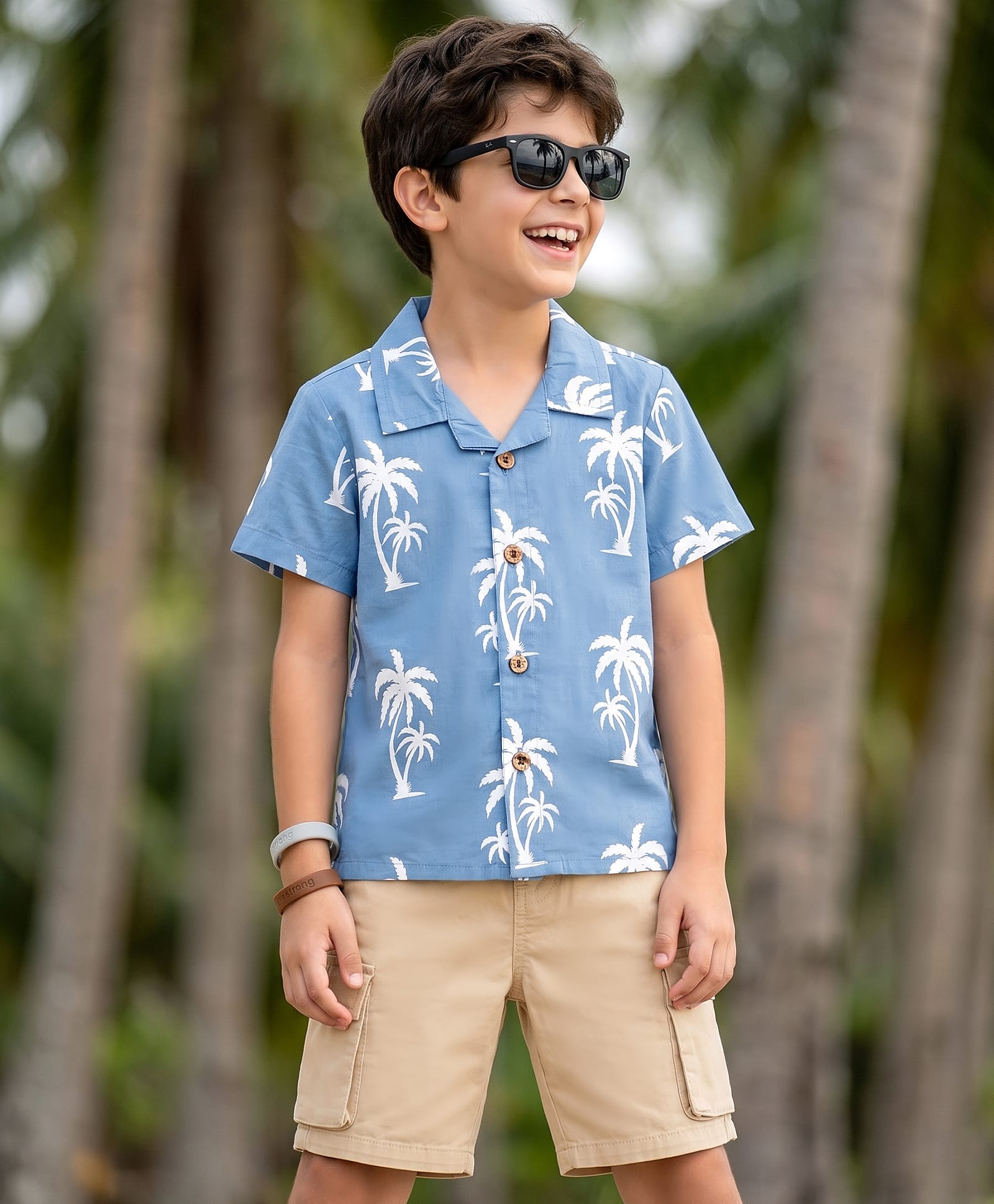 arias by lara dutta Arias Cotton Woven Half Sleeves Shirt & Cargo Pockets Shorts Set With Floral Print - Blue-picture-30