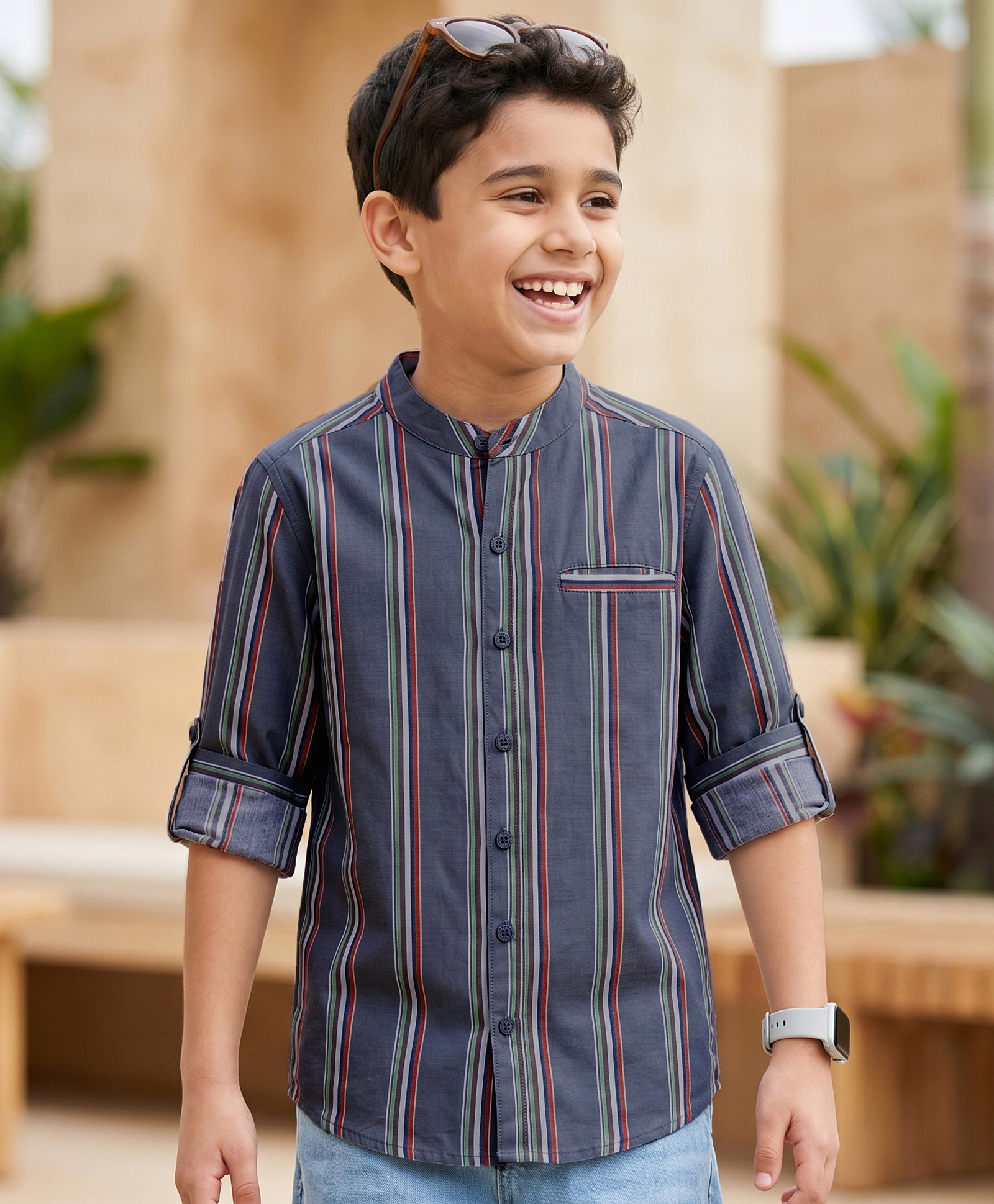 Pine Kids Cotton Woven Full Sleeves Striped Shirt - Multicolor-picture-10