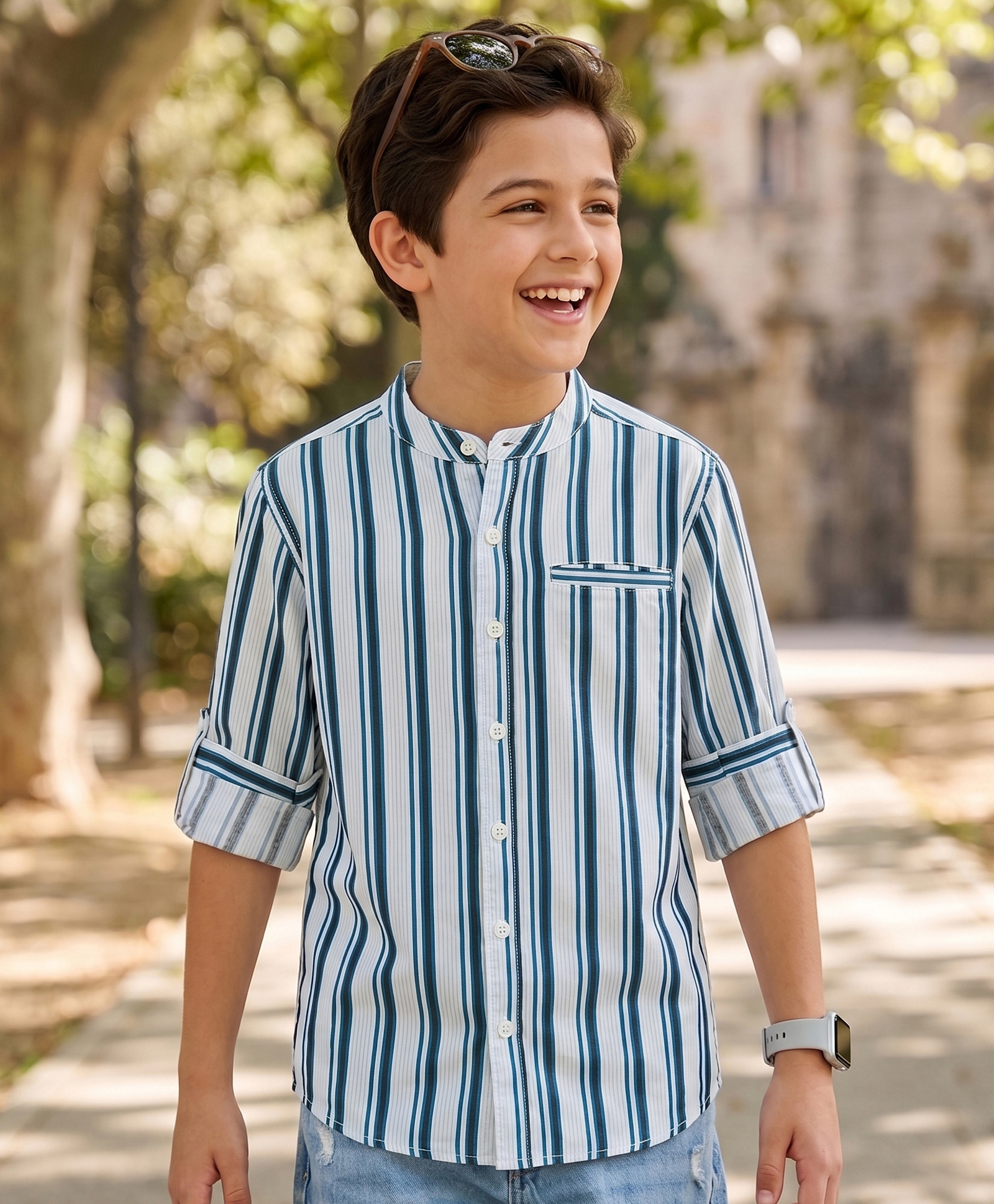 Pine Kids Cotton Woven Full Sleeves Striped Shirt - Multicolor-picture-23