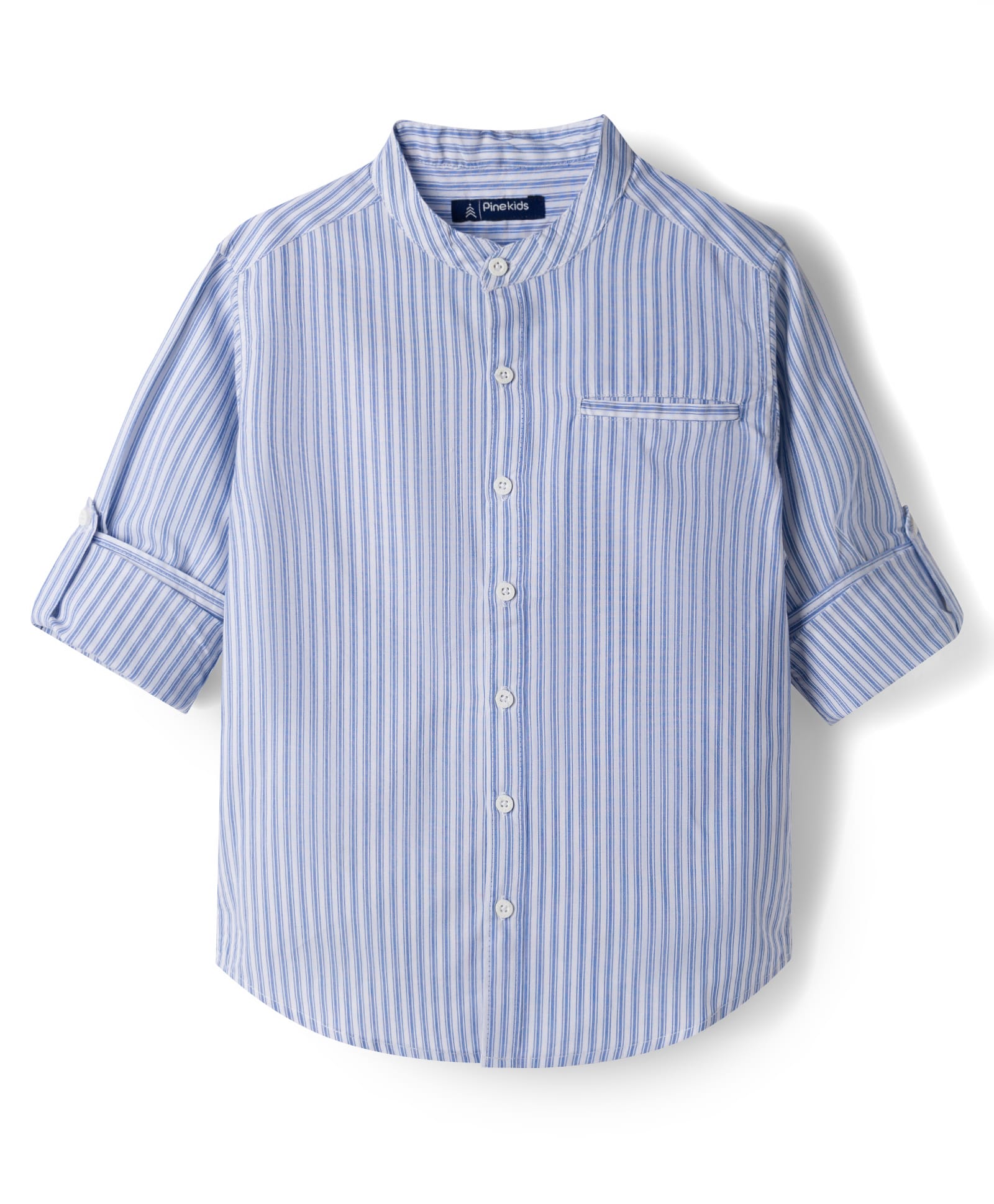 Pine Kids Cotton Woven Full Sleeves Striped Shirt - Sky Blue-image-23
