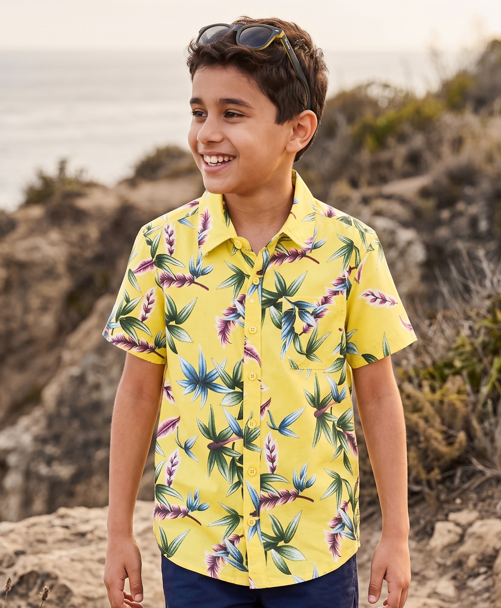 Pine Kids Cotton Woven Printed Shirts Half Sleeves Yellow 6-7 Years-picture-38