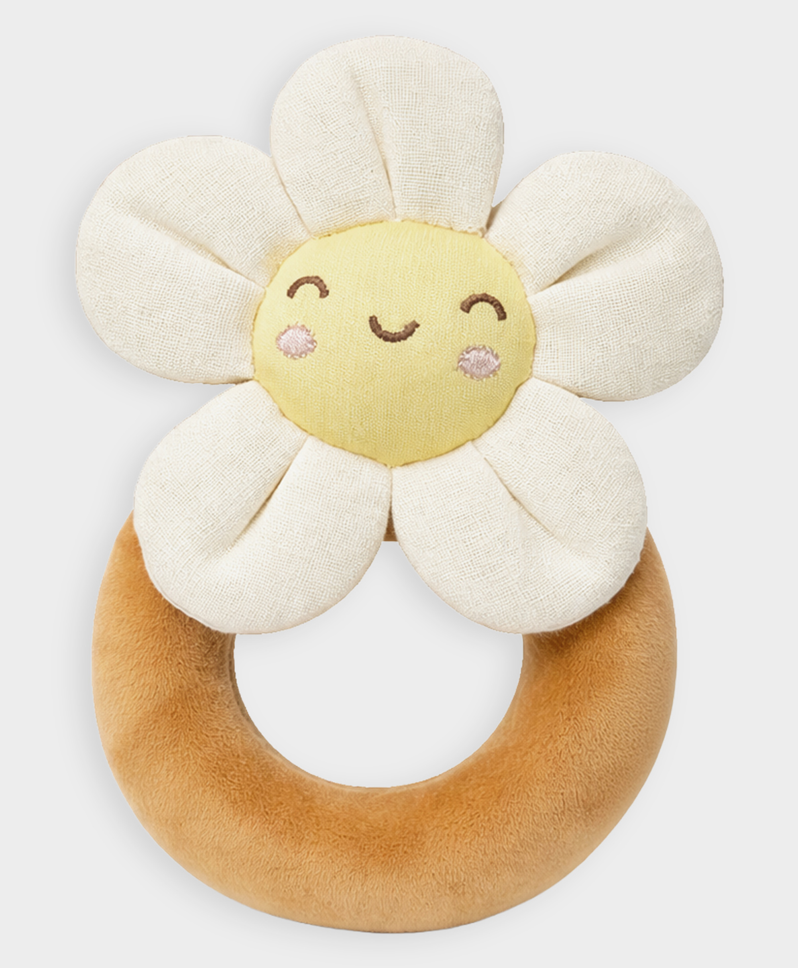 Mi Arcus Soft Fabric Flower Hand Rattle Toy with Crinkle Petals- Cream & Brown-picture-19