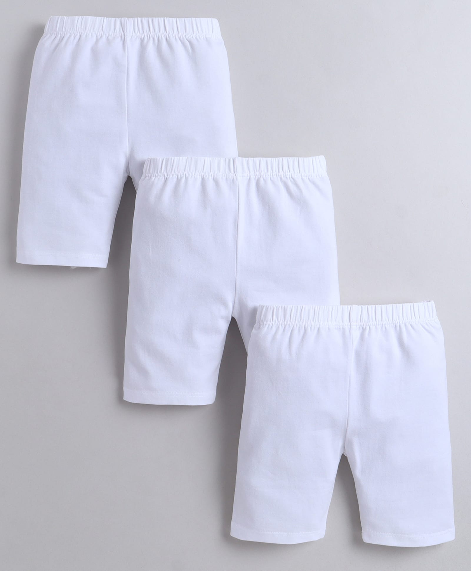BUMZEE Cotton Knit Pack of 3 Solid Cycling Shorts - White-picture-45