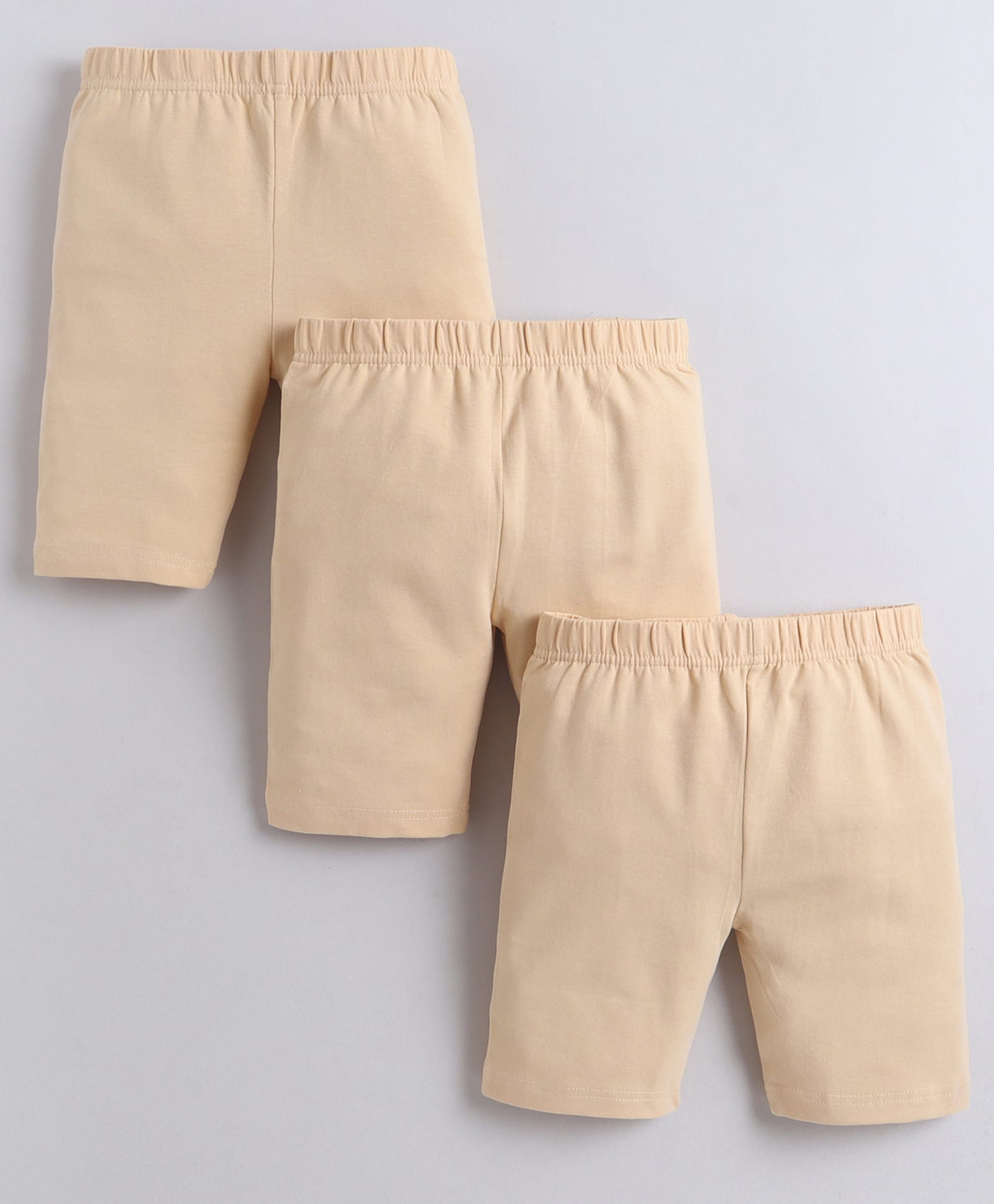 BUMZEE Cotton Knit Pack of 3 Solid Cycling Shorts - Beige-picture-39