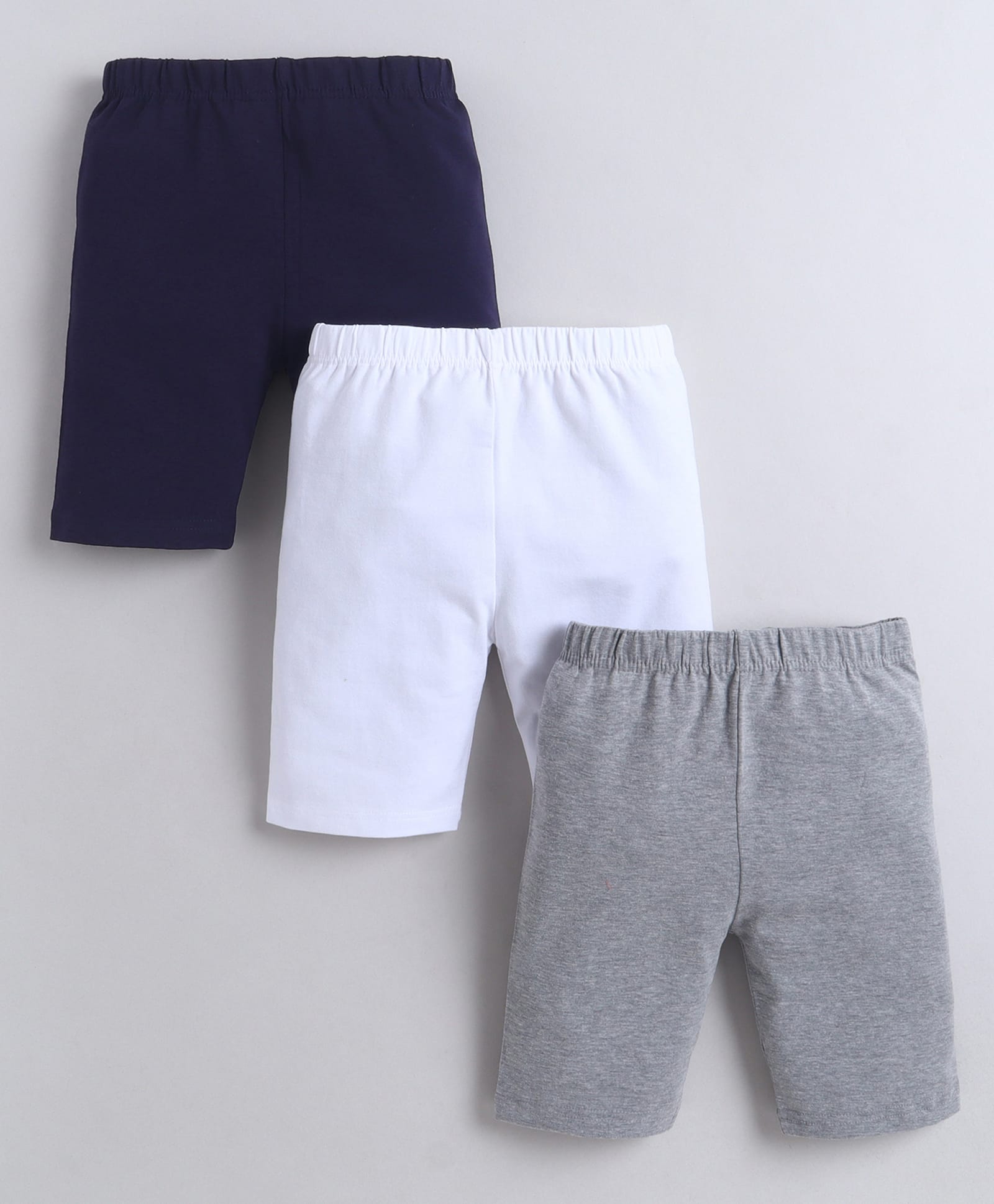 BUMZEE Cotton Knit Pack of 3 Solid Cycling Shorts - Grey & Navy Blue-picture-38