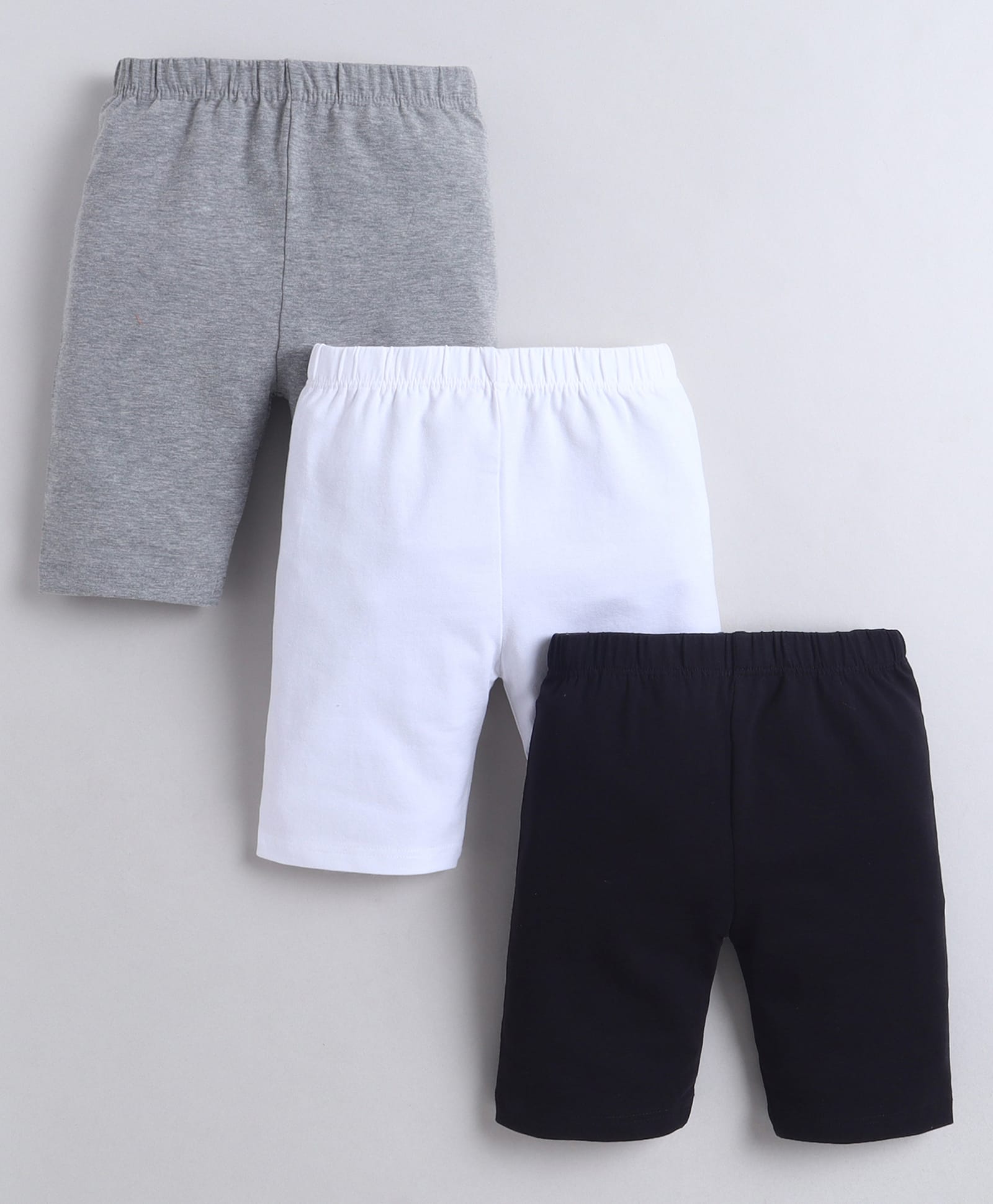 BUMZEE Cotton Knit Pack of 3 Solid Cycling Shorts - Grey & Black-image-35