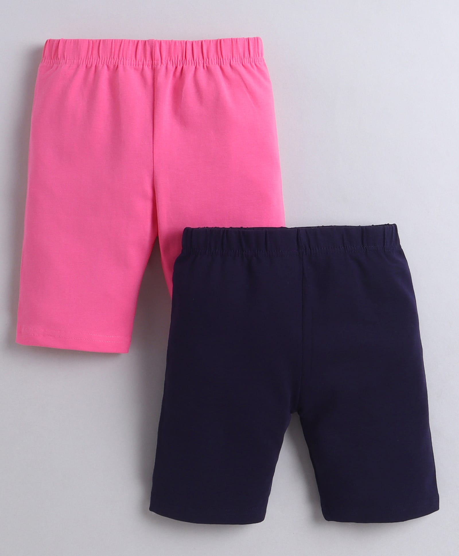 BUMZEE Cotton Knit Pack of 2 Solid Cycling Shorts - Pink & Navy-image-47