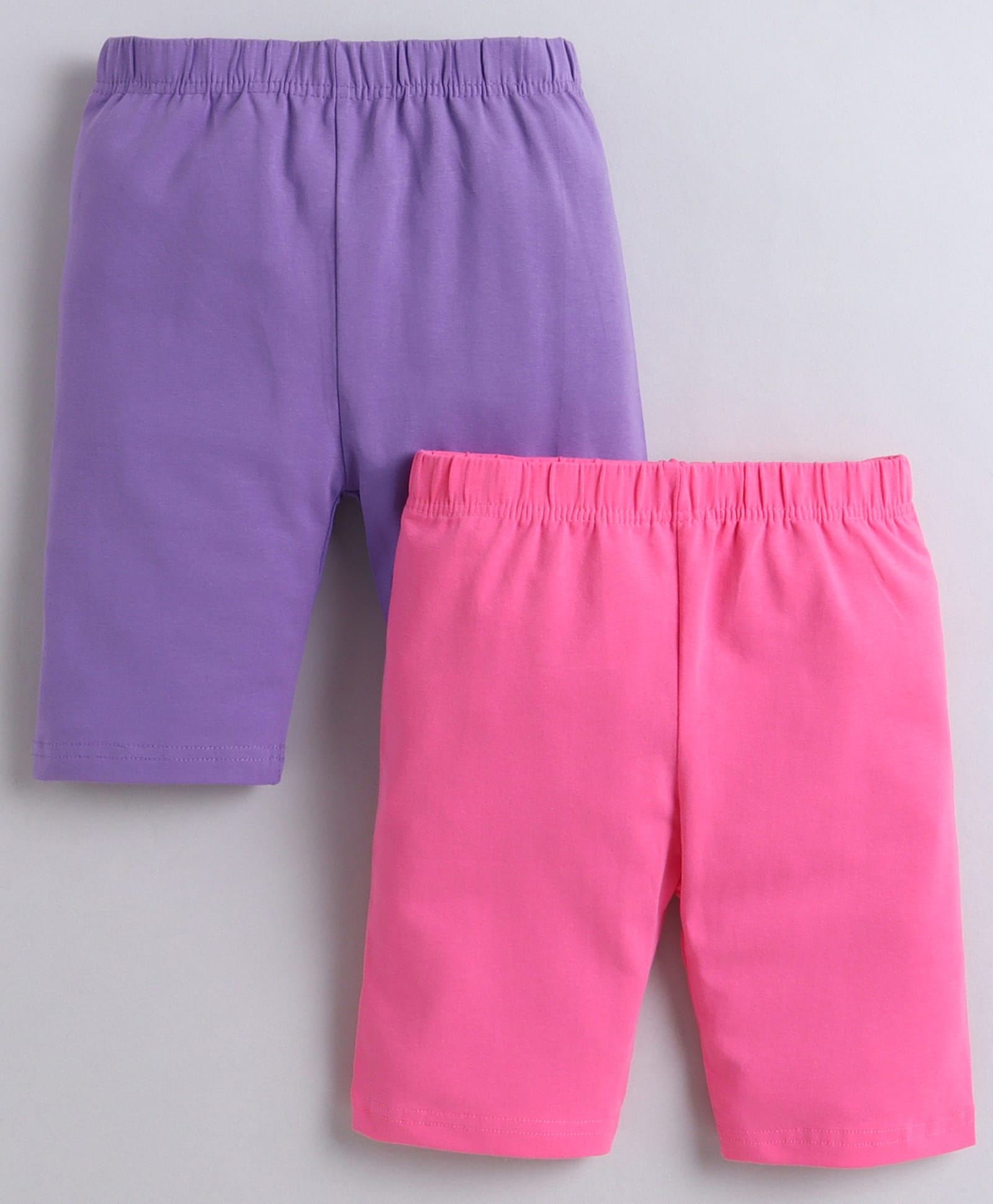BUMZEE Cotton Knit Pack of 2 Solid Cycling Shorts - Purple & Pink-image-6