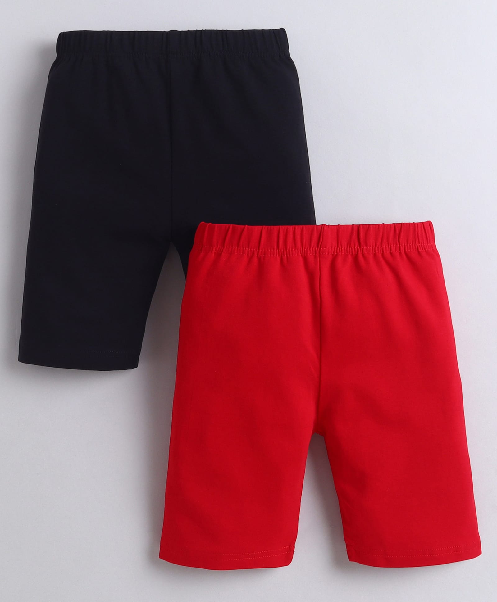 BUMZEE Cotton Knit Pack of 2 Solid Cycling Shorts - Black & Red-image-34