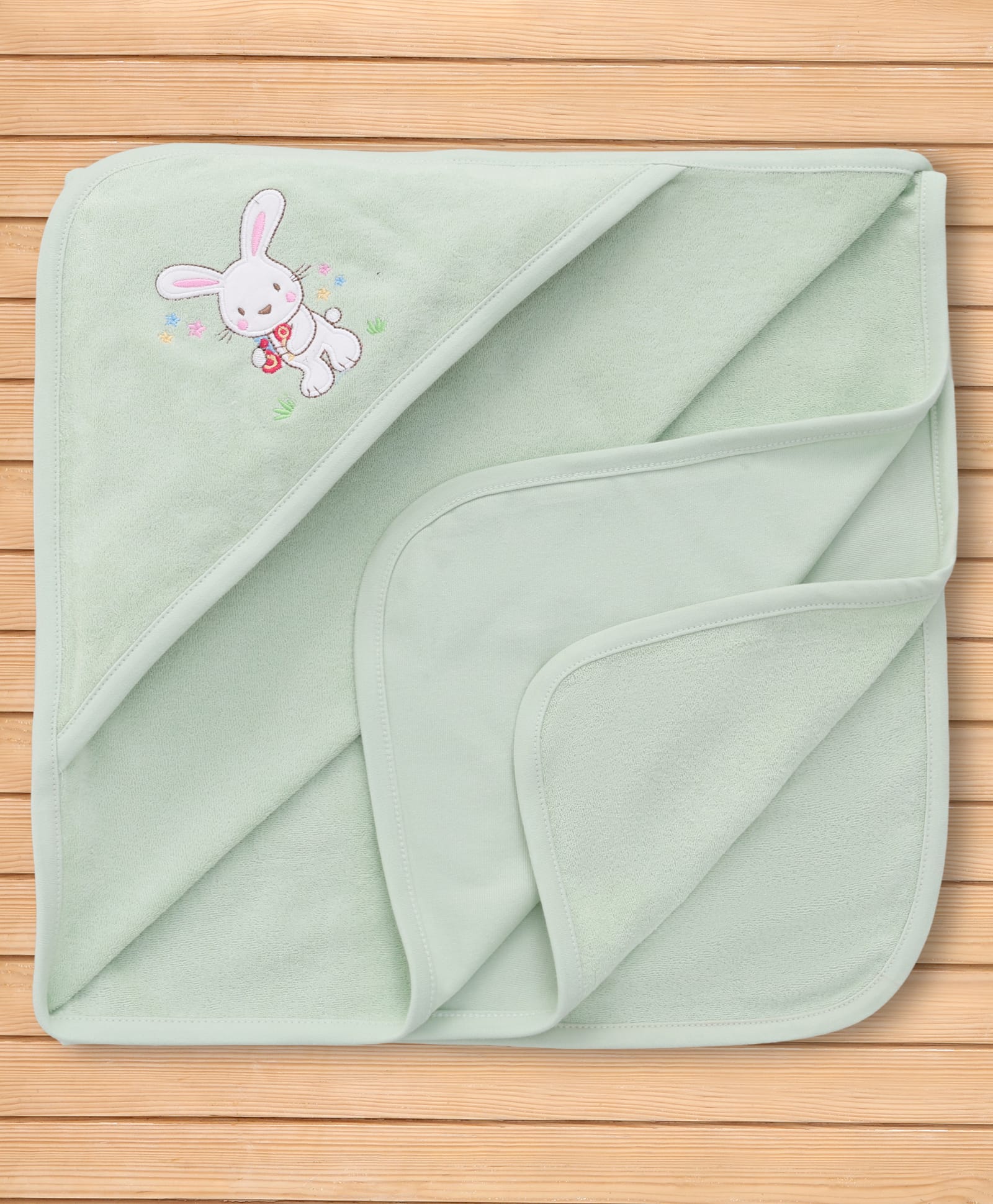 Pink Rabbit Terry Knit Hooded Towel With Bunny Print L 83 x B 78 cm - Light Pink-image-20